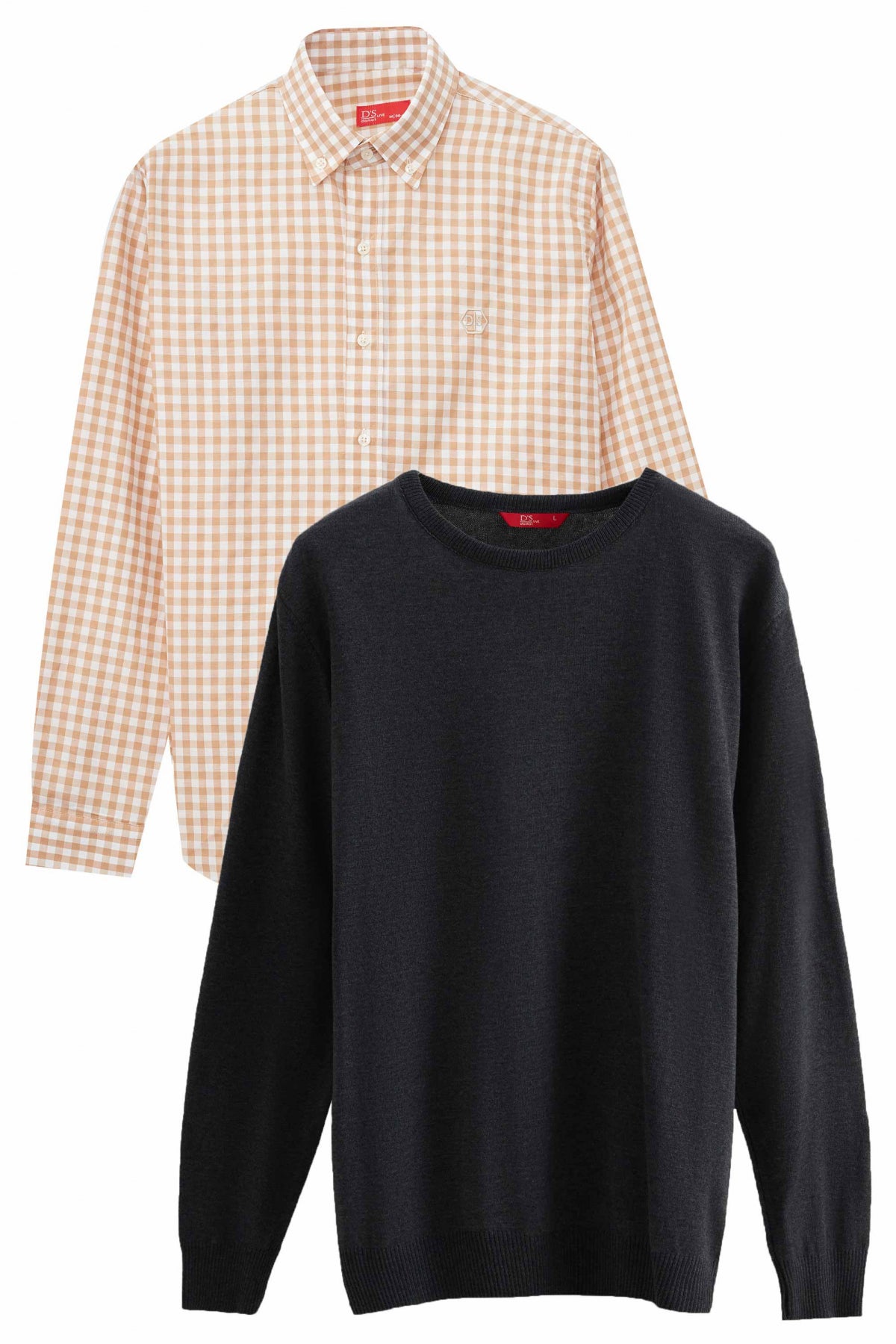 Ds Damat Slim Fit Cotton Blend 2-Pack Crew Neck Sweater and Shirt  - Camel
