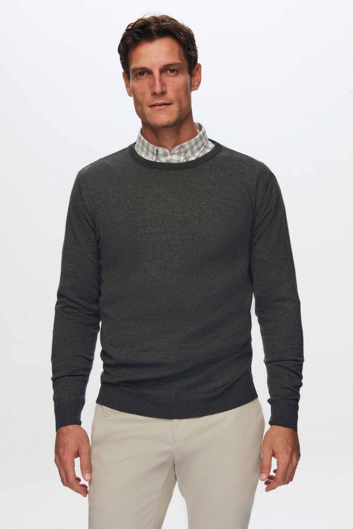 Ds Damat Slim Fit Cotton Blend 2-Pack Crew Neck Sweater and Shirt  - Camel