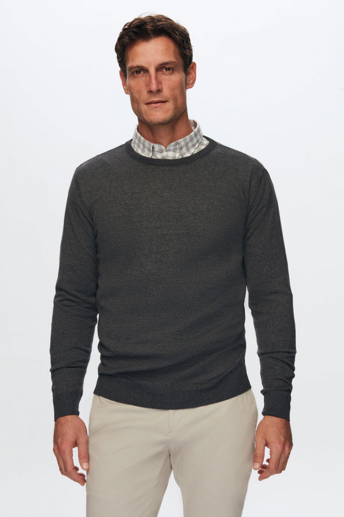 Ds Damat Slim Fit Cotton Blend 2-Pack Crew Neck Sweater and Shirt  - Gray