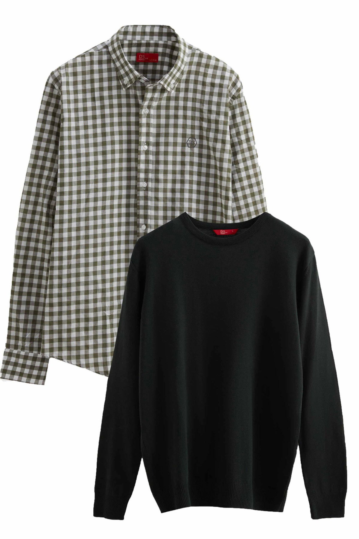 Ds Damat Slim Fit Cotton Blend 2-Pack Crew Neck Sweater and Shirt  - Green