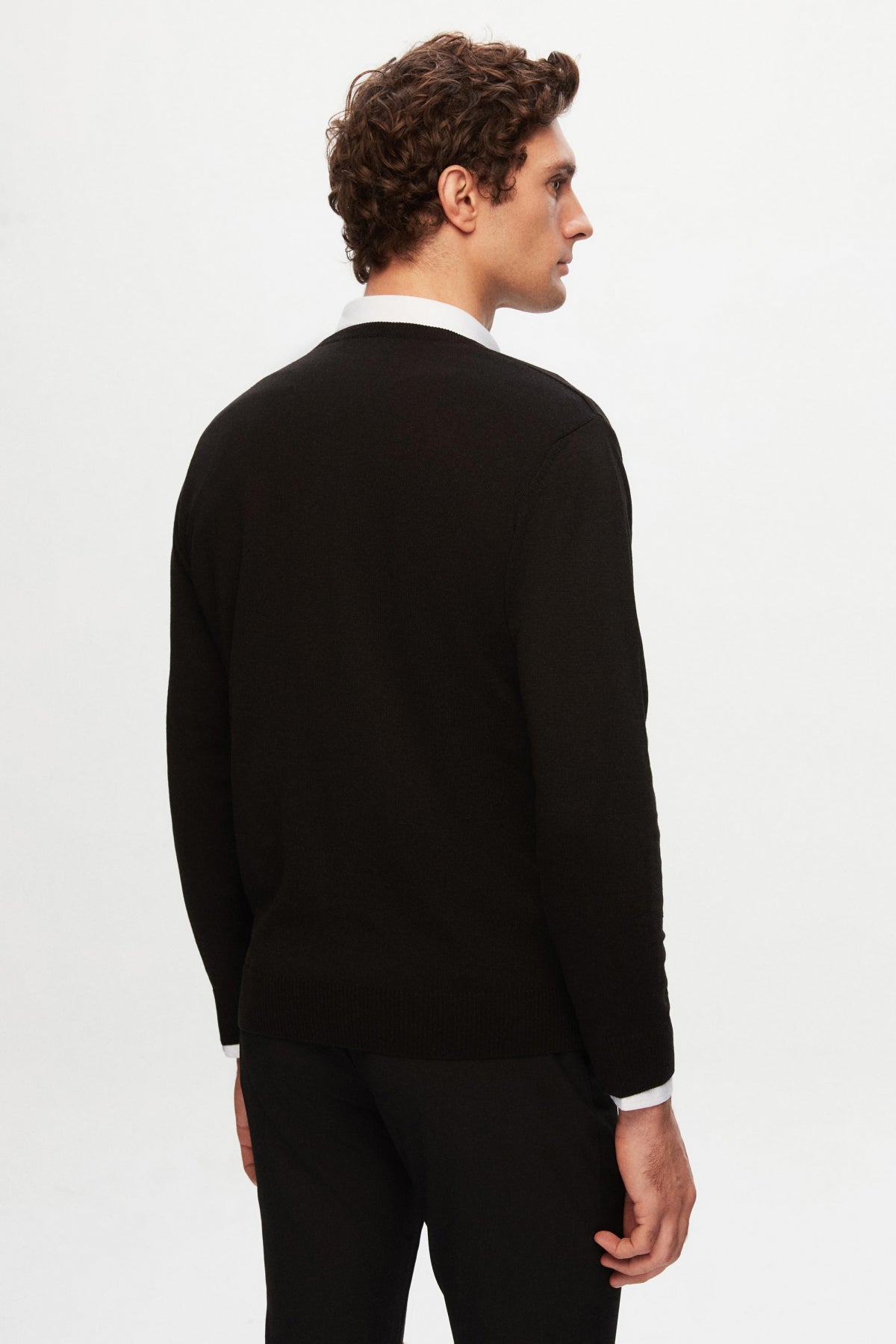Ds Damat Slim Fit Cotton Blend 2-Pack V-Neck Sweater and Shirt  - Black