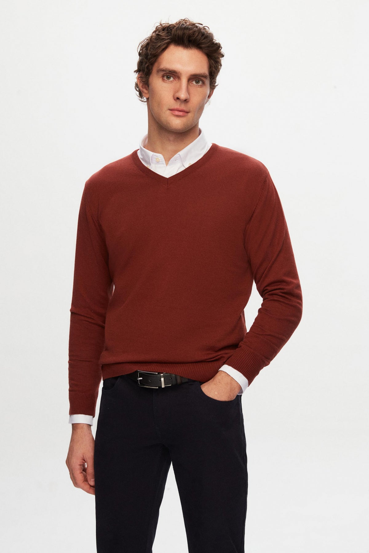 Ds Damat Slim Fit Cotton Blend 2-Pack V-Neck Sweater and Shirt  - Off White