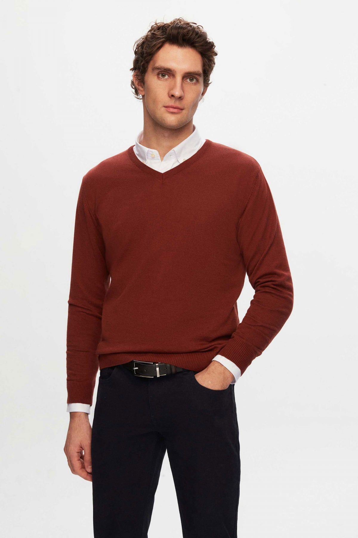 Ds Damat Slim Fit Cotton Blend 2-Pack V-Neck Sweater and Shirt  - Off White