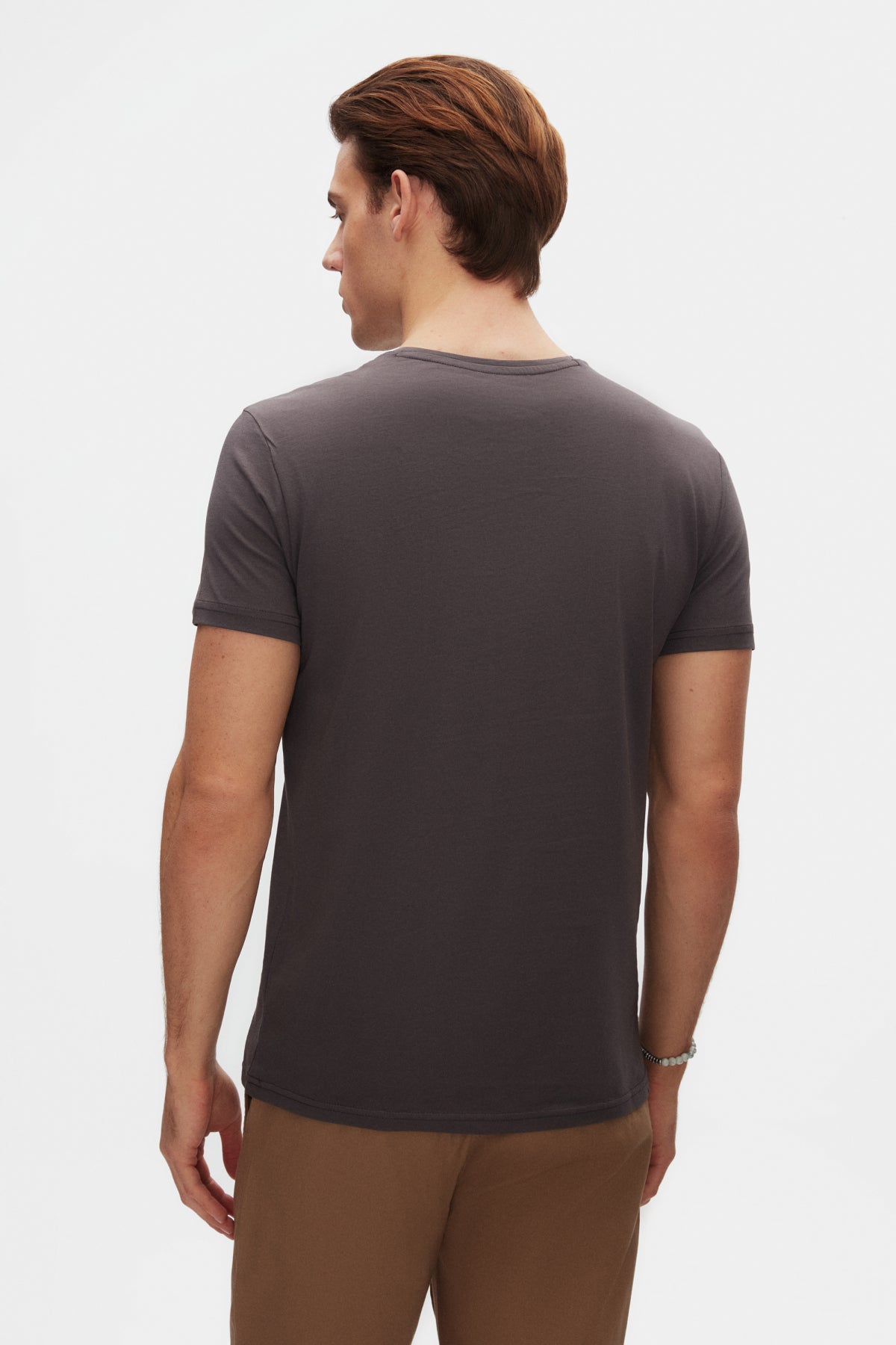 Ds Damat Slim Fit Crew Neck 100% Cotton Breathable T-Shirt  - Anthracite