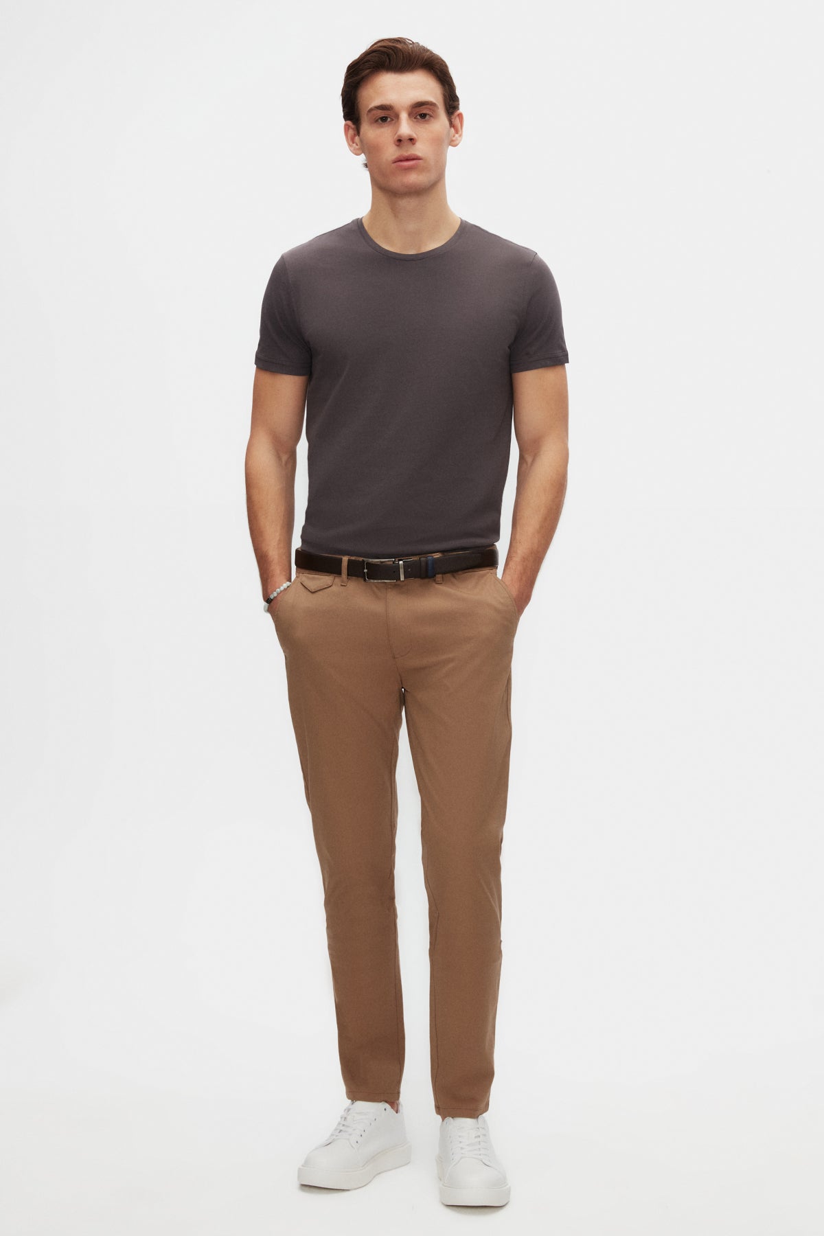 Ds Damat Slim Fit Crew Neck 100% Cotton Breathable T-Shirt  - Anthracite