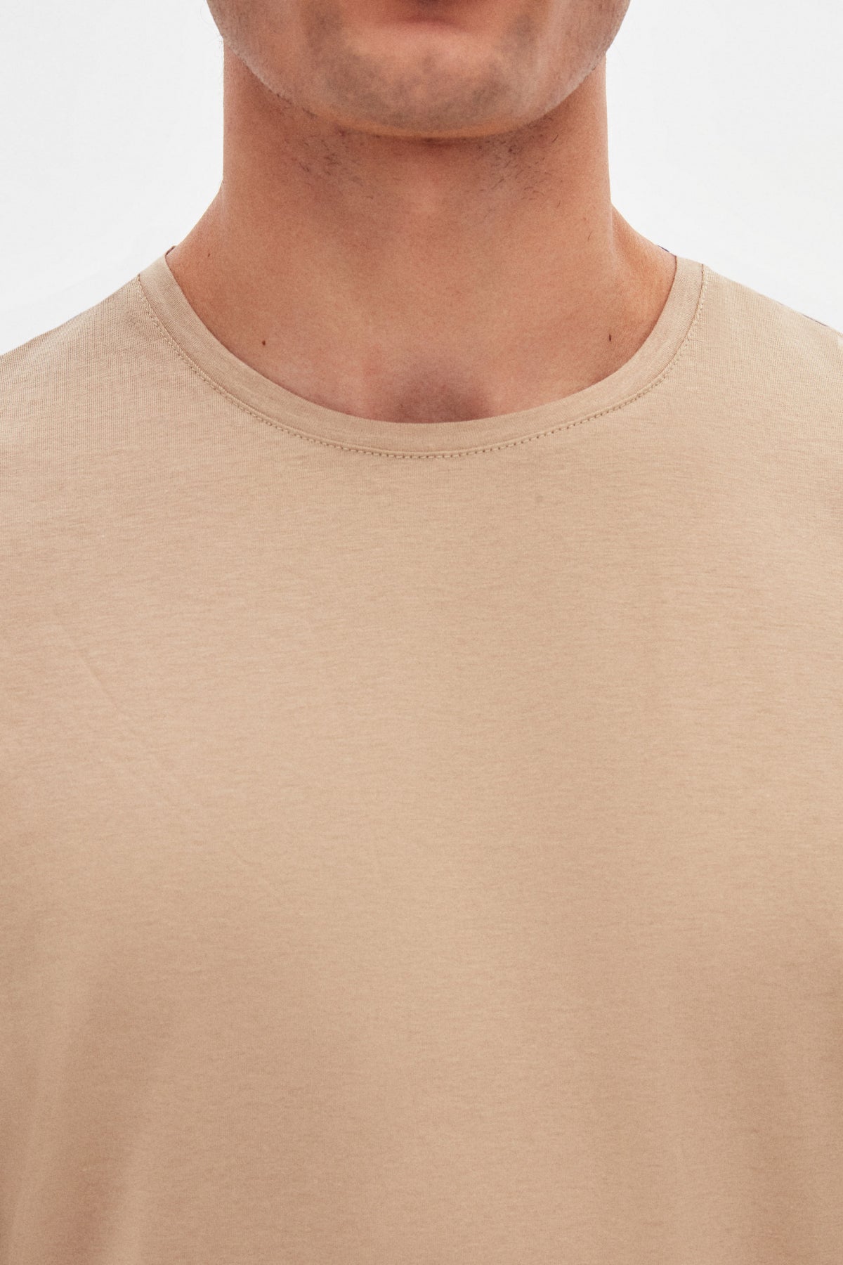 Ds Damat Slim Fit Crew Neck 100% Cotton Breathable T-Shirt  - Beige