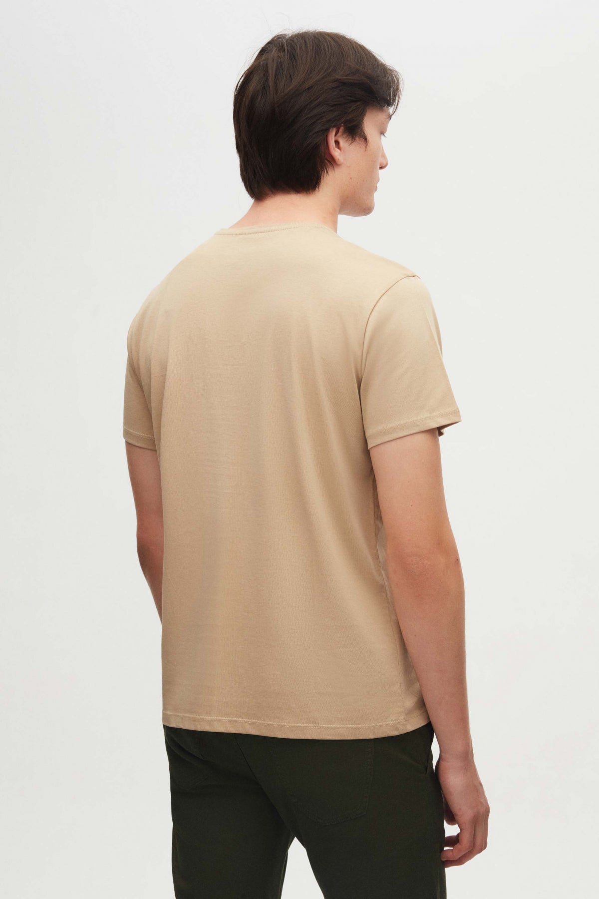 Ds Damat Slim Fit Crew Neck 100% Cotton Breathable T-Shirt  - Beige