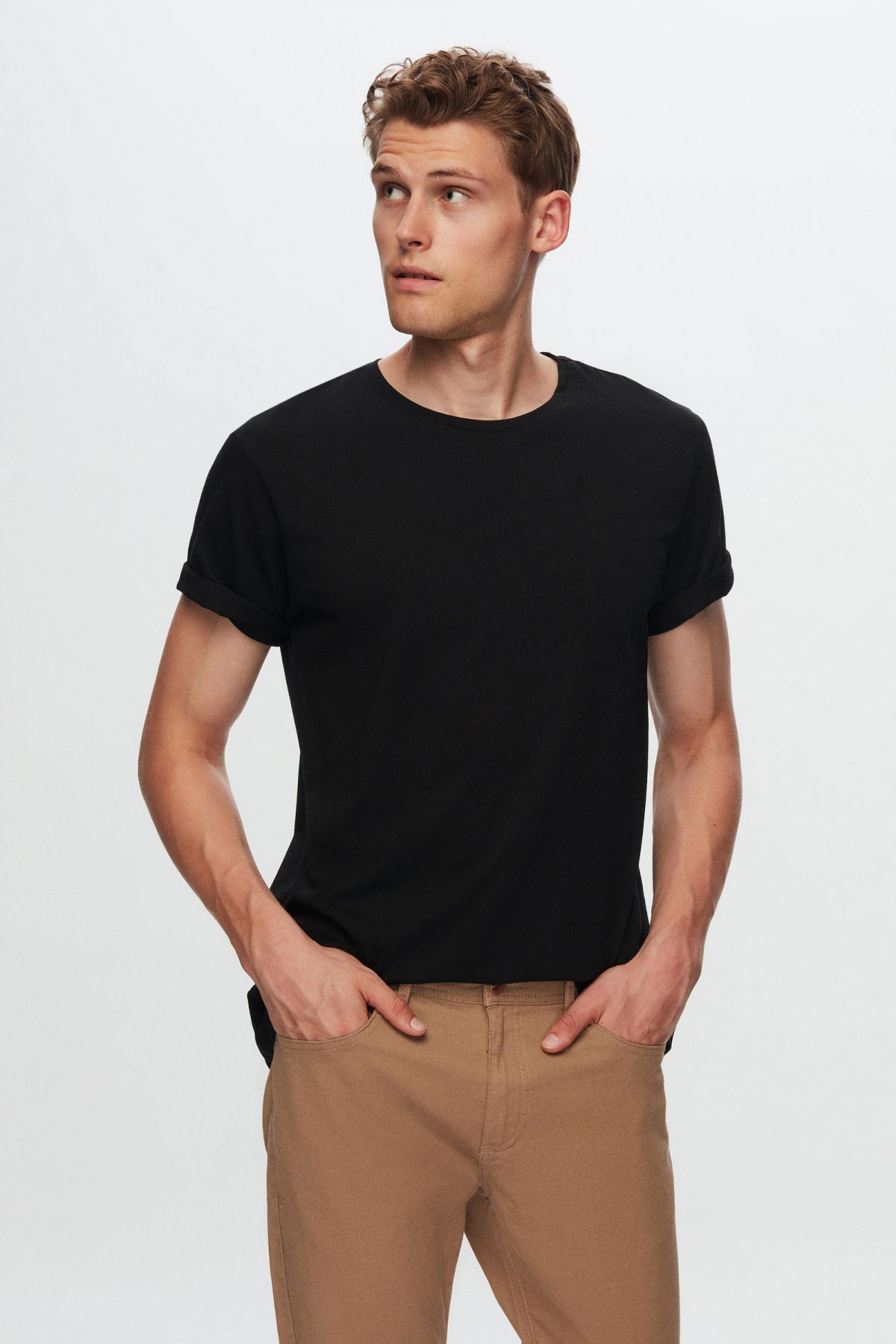 Ds Damat Slim Fit Crew Neck 100% Cotton Breathable T-Shirt  - Black