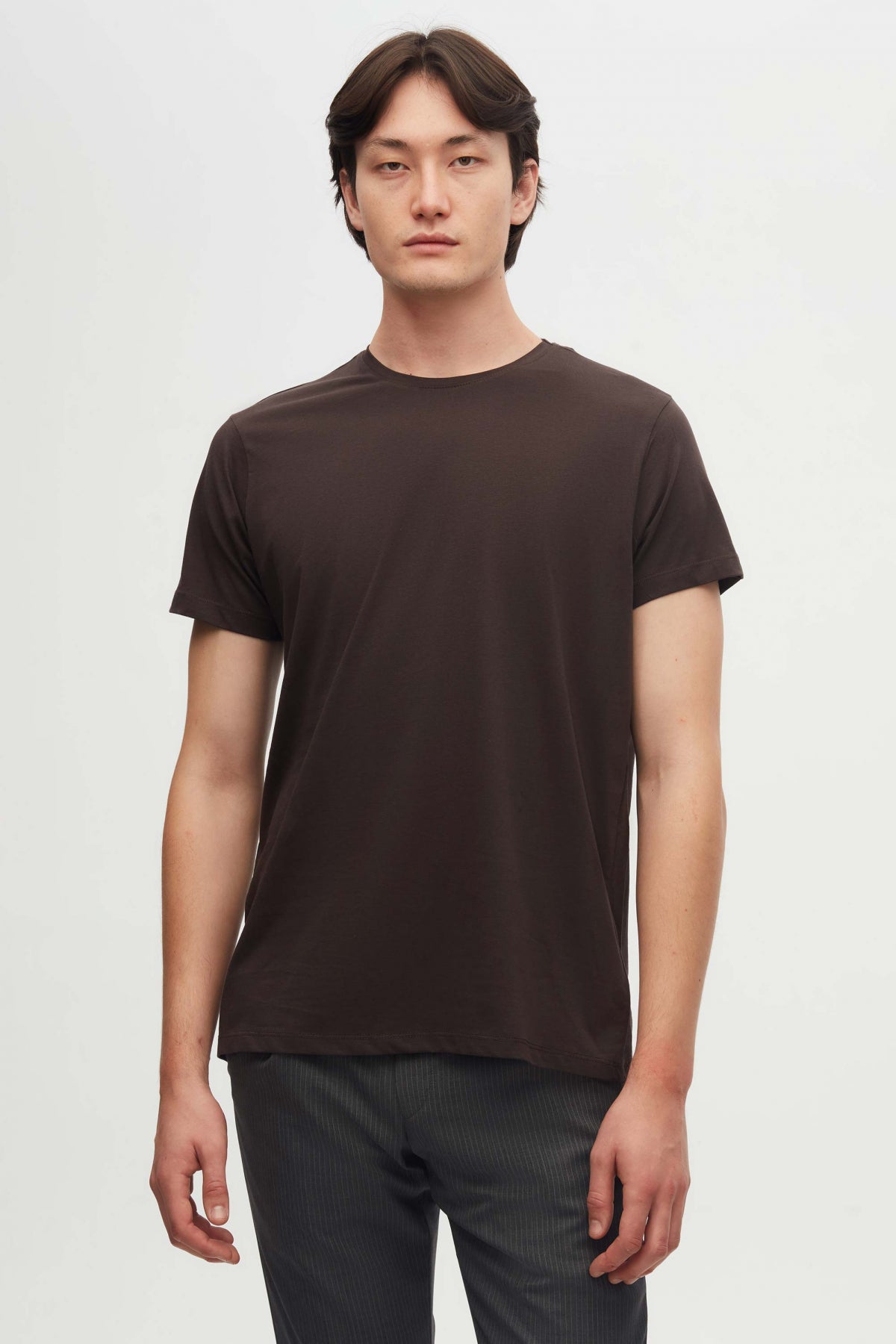 Ds Damat Slim Fit Crew Neck 100% Cotton Breathable T-Shirt  - Brown