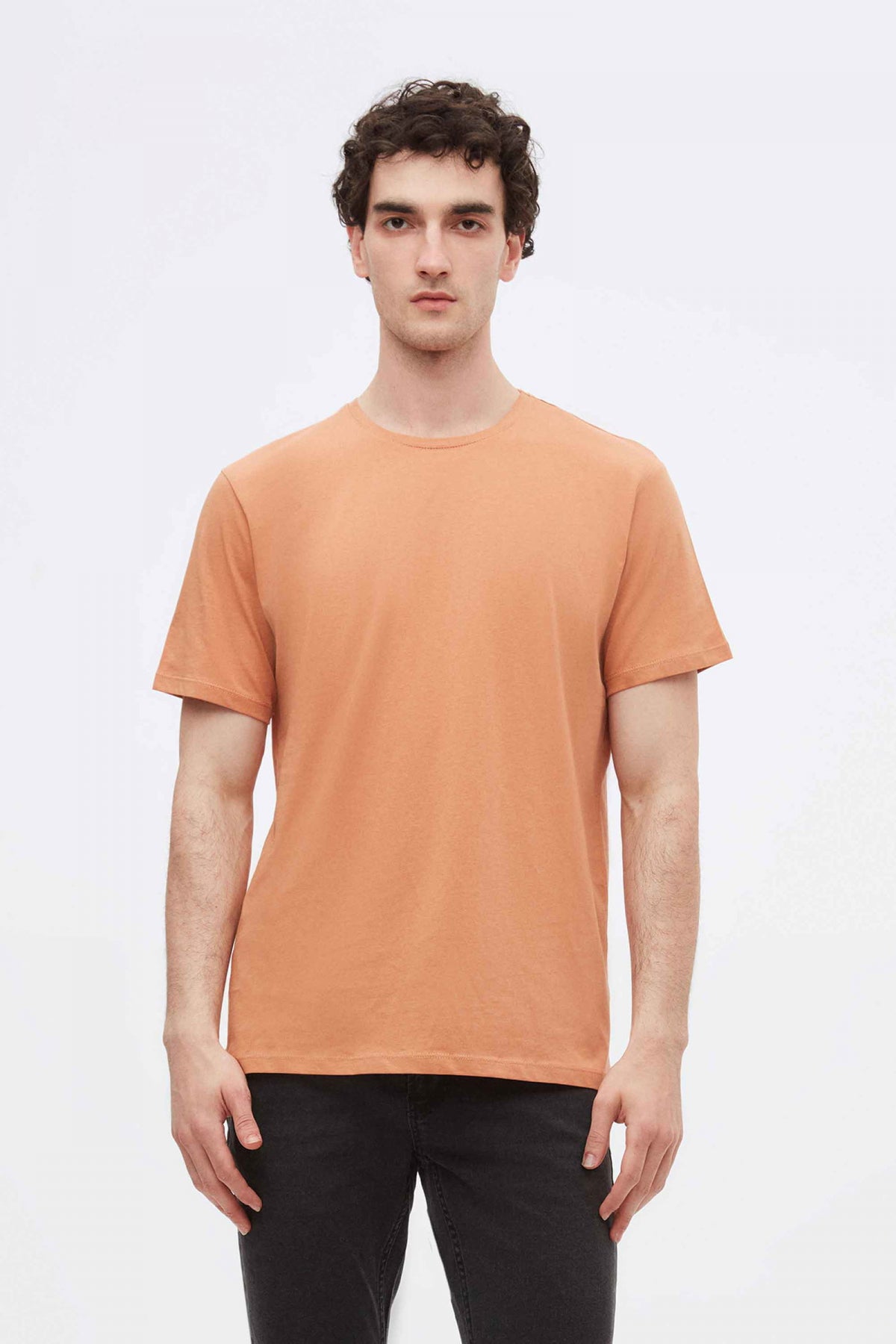 Ds Damat Slim Fit Crew Neck 100% Cotton Breathable T-Shirt  - Cinnamon