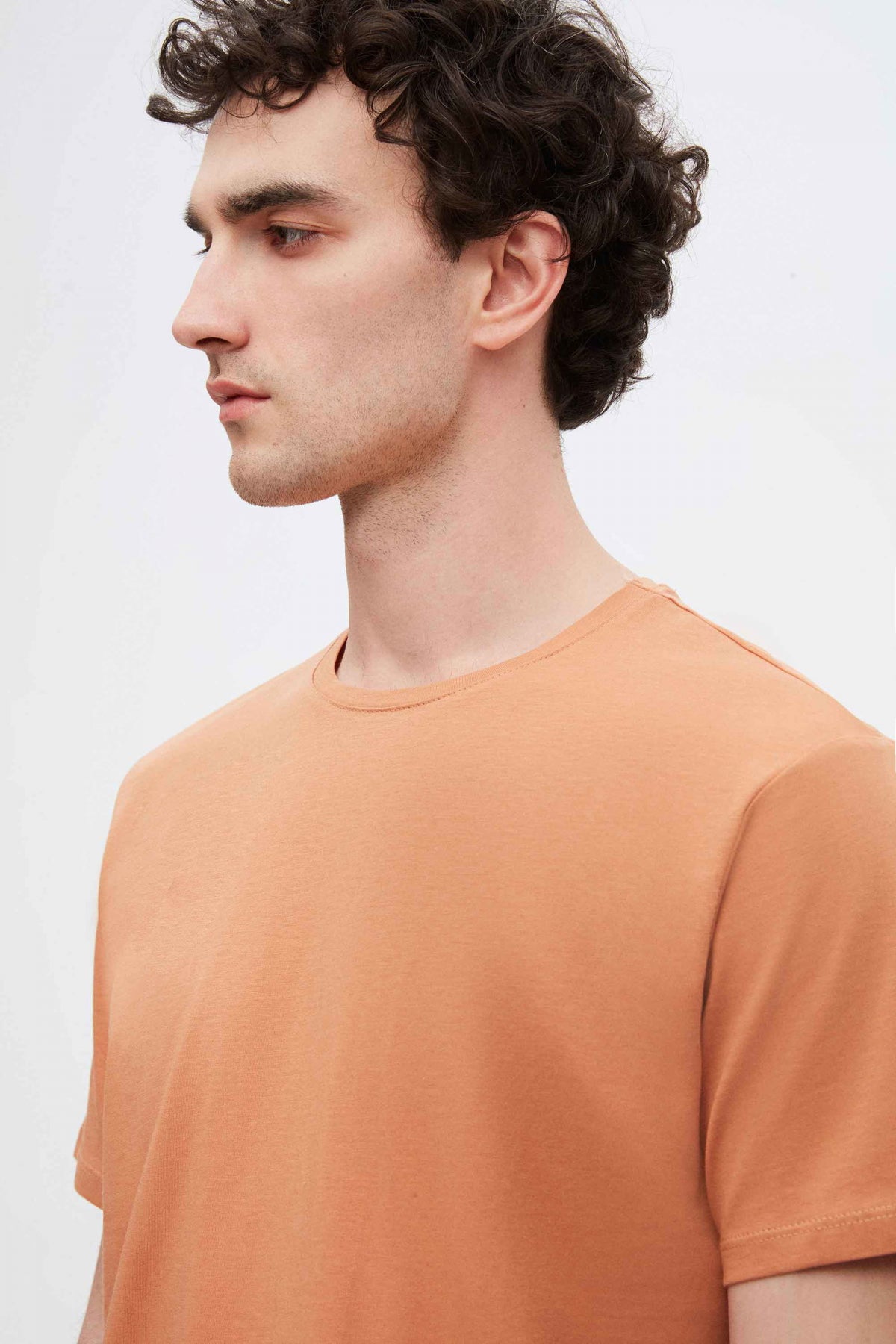 Ds Damat Slim Fit Crew Neck 100% Cotton Breathable T-Shirt  - Cinnamon