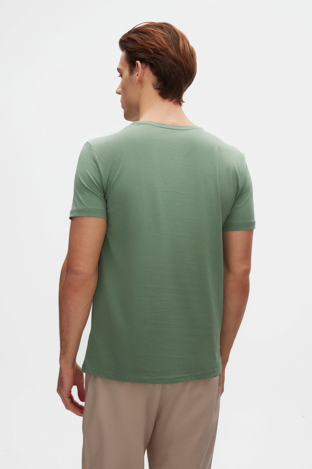 Ds Damat Slim Fit Crew Neck 100% Cotton Breathable T-Shirt  - Green