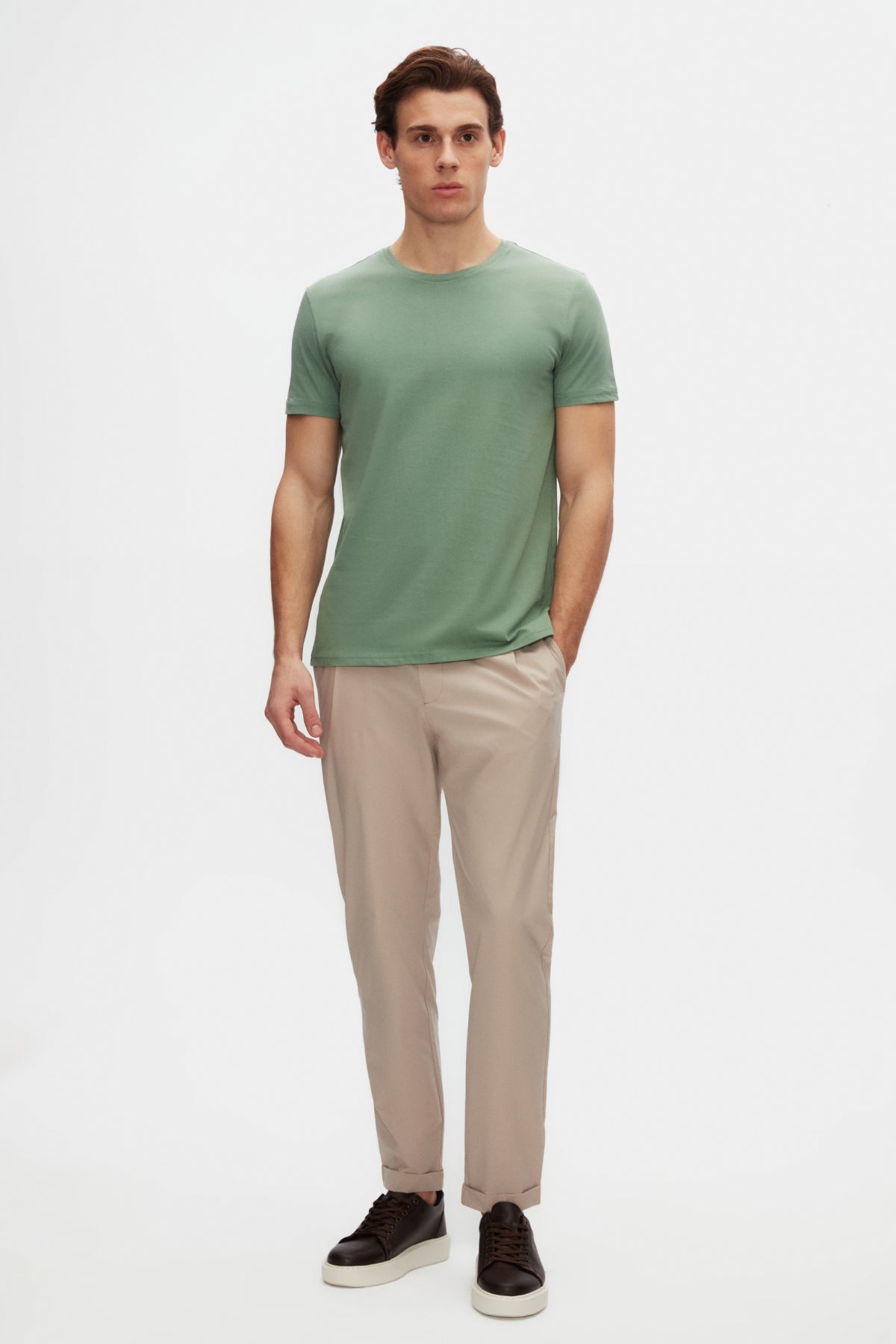 Ds Damat Slim Fit Crew Neck 100% Cotton Breathable T-Shirt  - Green