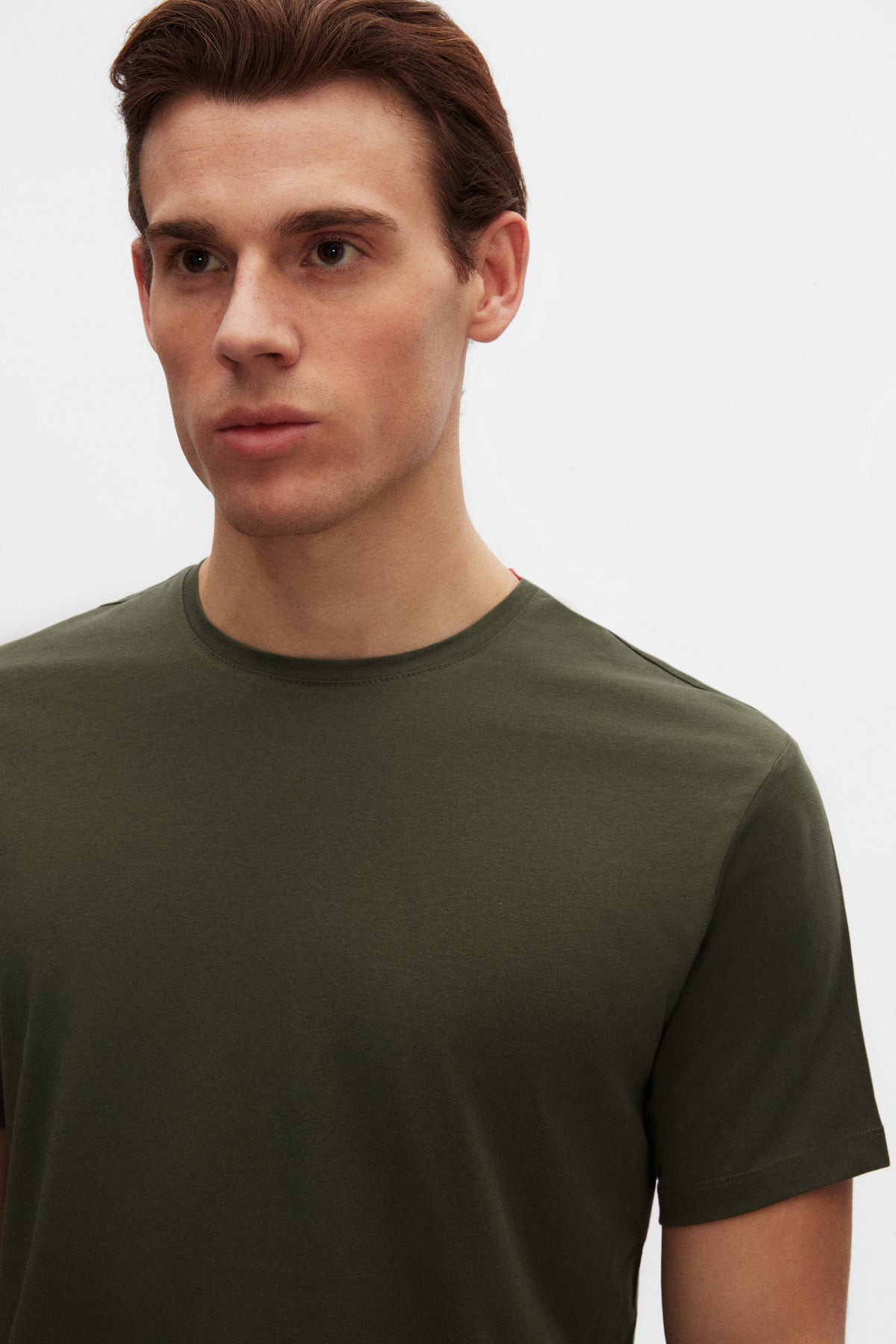 Ds Damat Slim Fit Crew Neck 100% Cotton Breathable T-Shirt  - Khaki