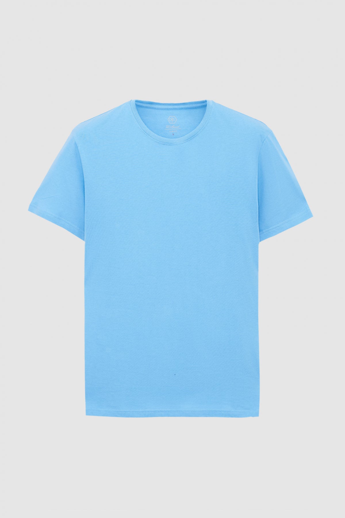 Ds Damat Slim Fit Crew Neck 100% Cotton Breathable T-Shirt  - Light Indigo