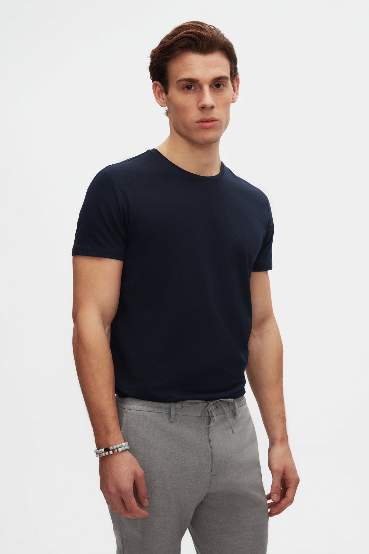 Ds Damat Slim Fit Crew Neck 100% Cotton Breathable T-Shirt  - Navy Blue