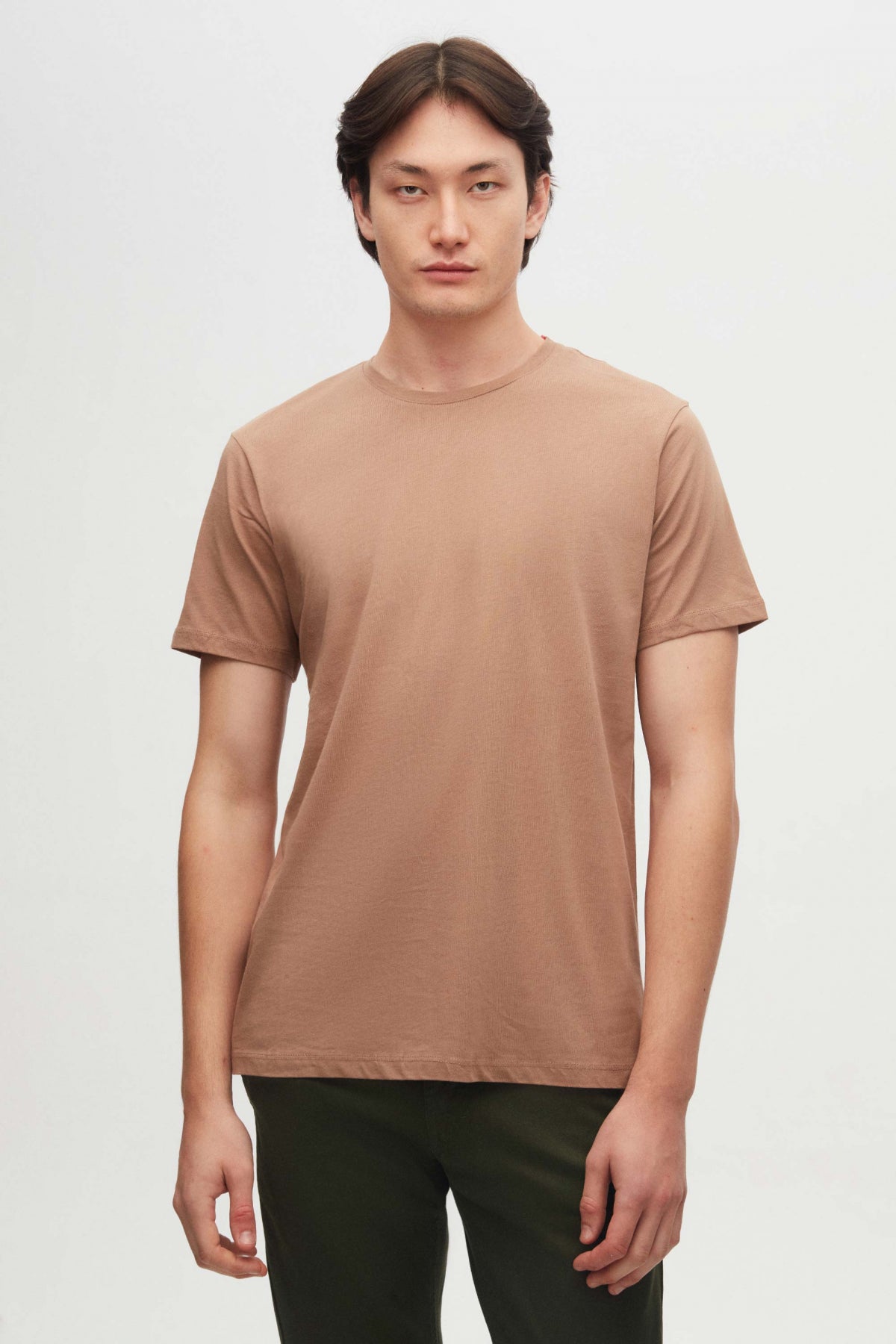 Ds Damat Slim Fit Crew Neck 100% Cotton Breathable T-Shirt  - Taupe