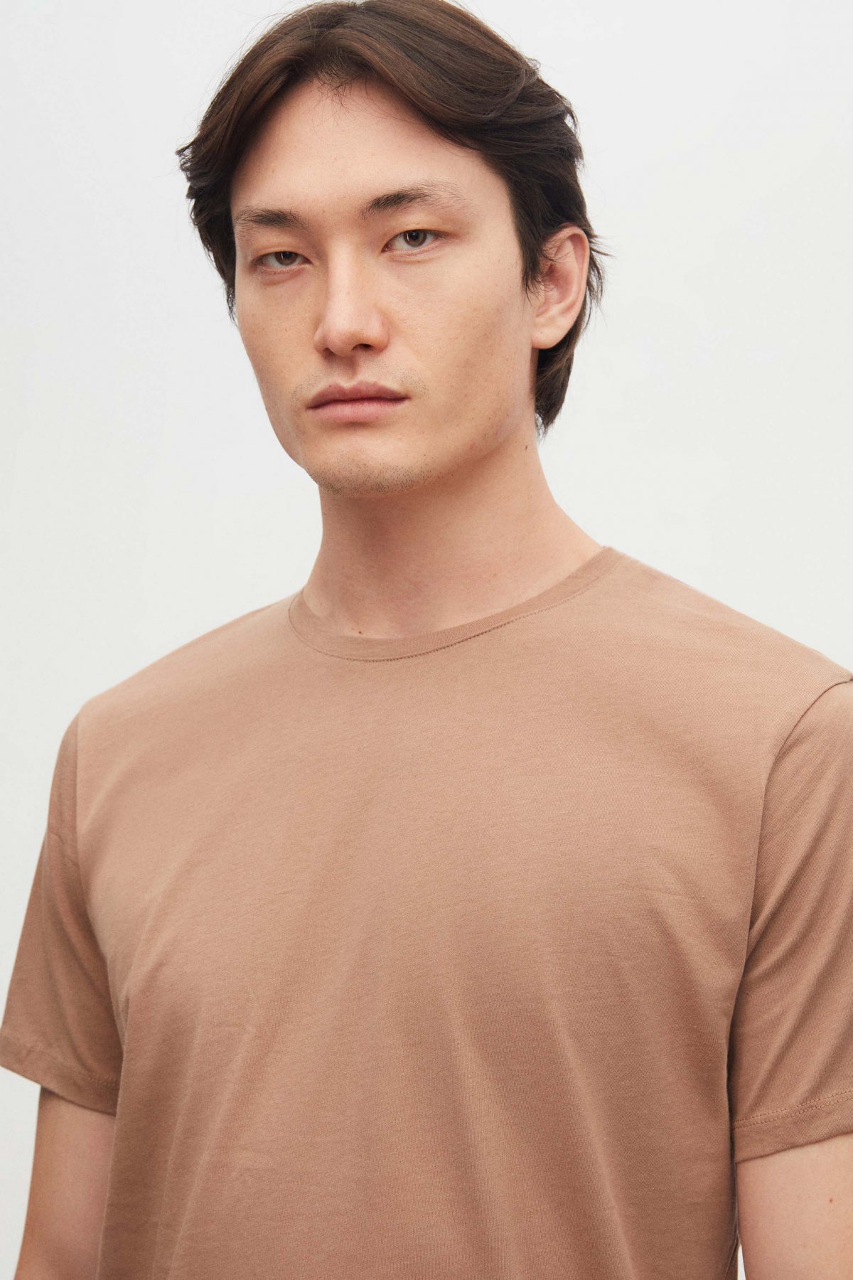 Ds Damat Slim Fit Crew Neck 100% Cotton Breathable T-Shirt  - Taupe