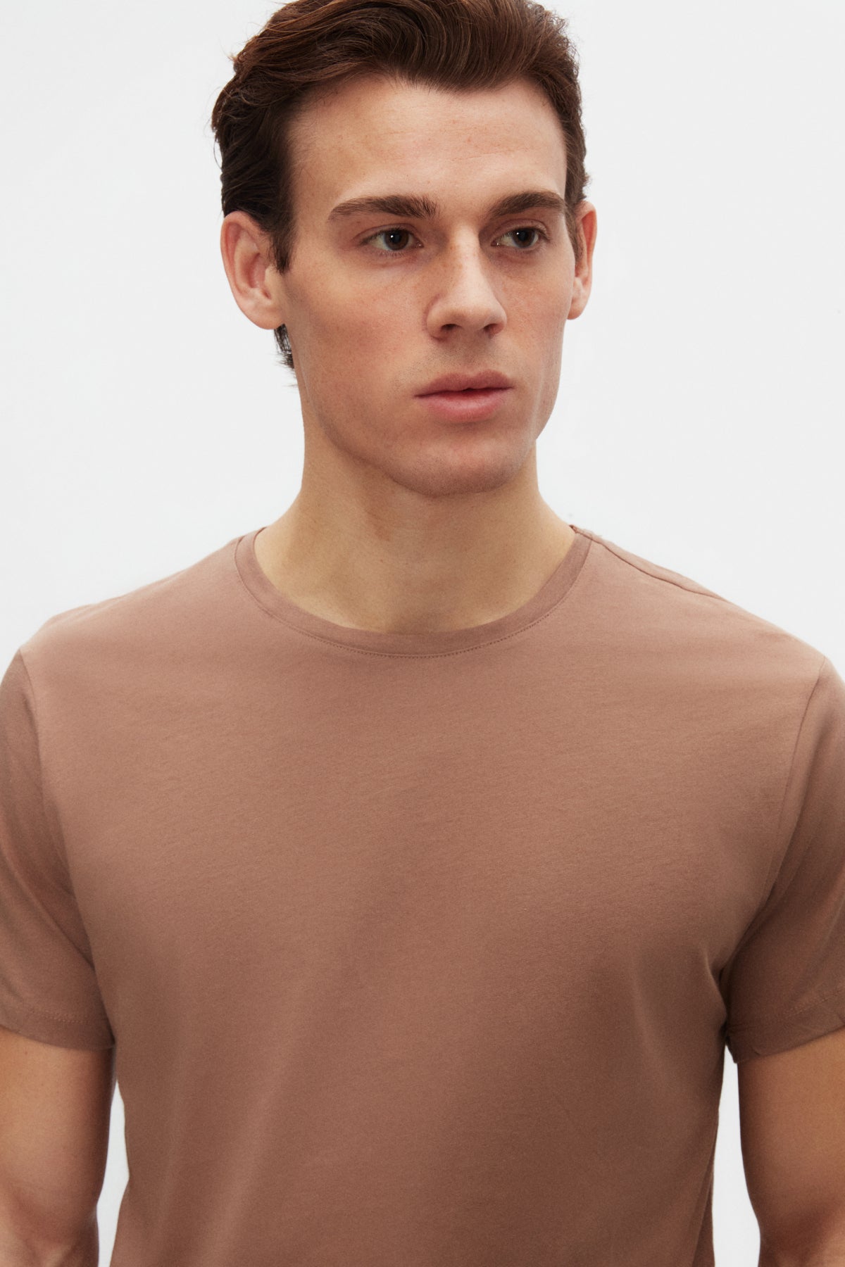 Ds Damat Slim Fit Crew Neck 100% Cotton Breathable T-Shirt  - Taupe