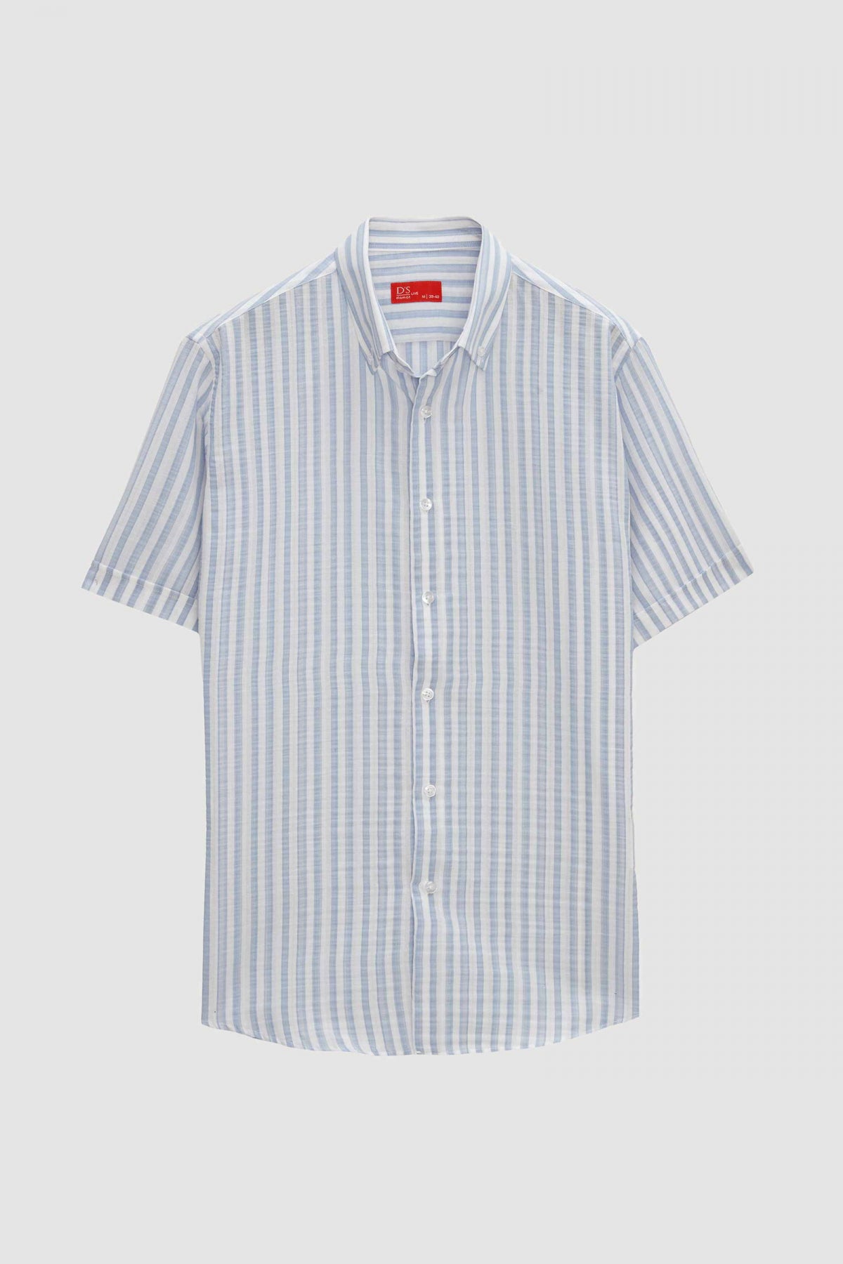 Ds Damat Slim Fit Crinkled Short Sleeve Shirt  - Blue