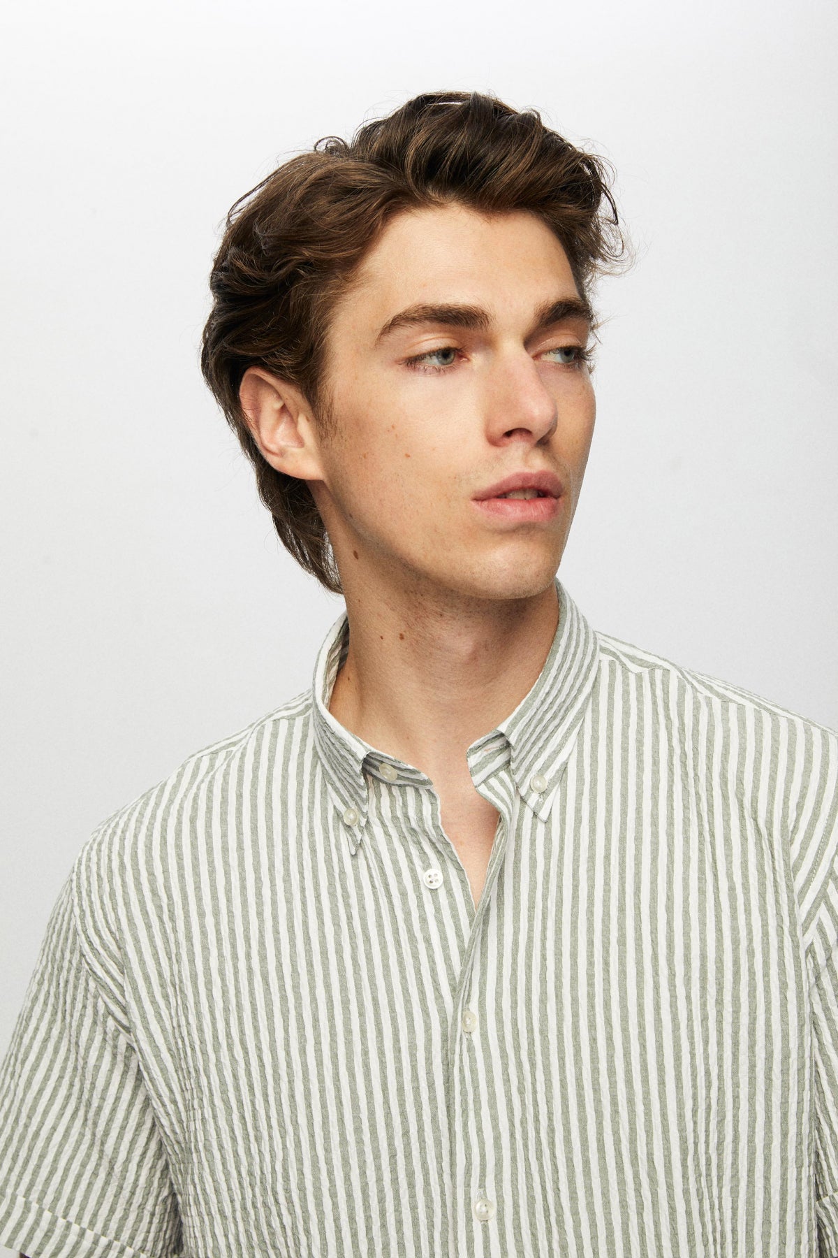 Ds Damat Slim Fit Crinkled Short Sleeve Shirt  - Green