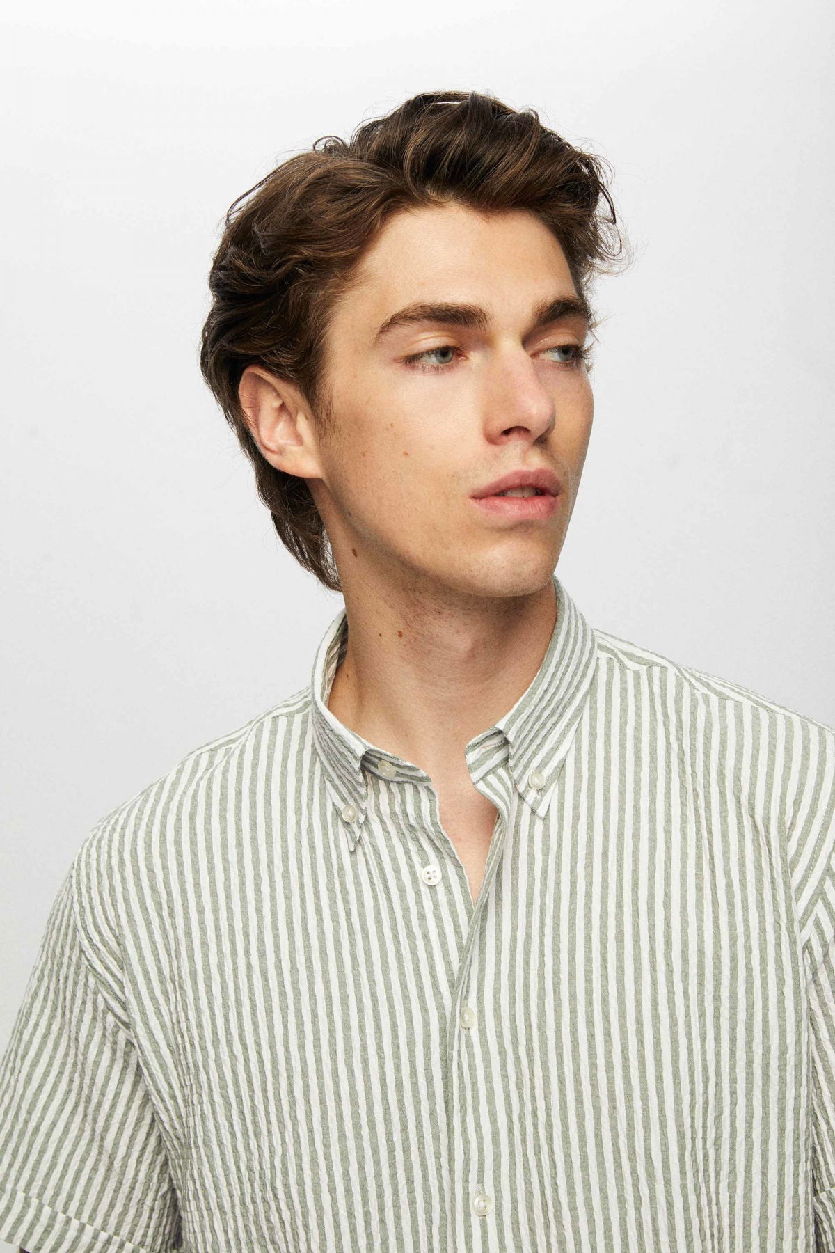 Ds Damat Slim Fit Crinkled Short Sleeve Shirt  - Green