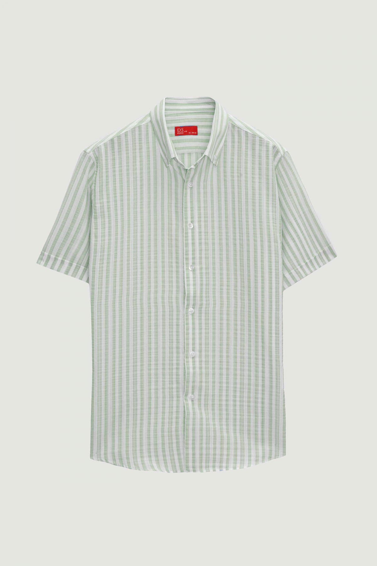 Ds Damat Slim Fit Crinkled Short Sleeve Shirt  - Green