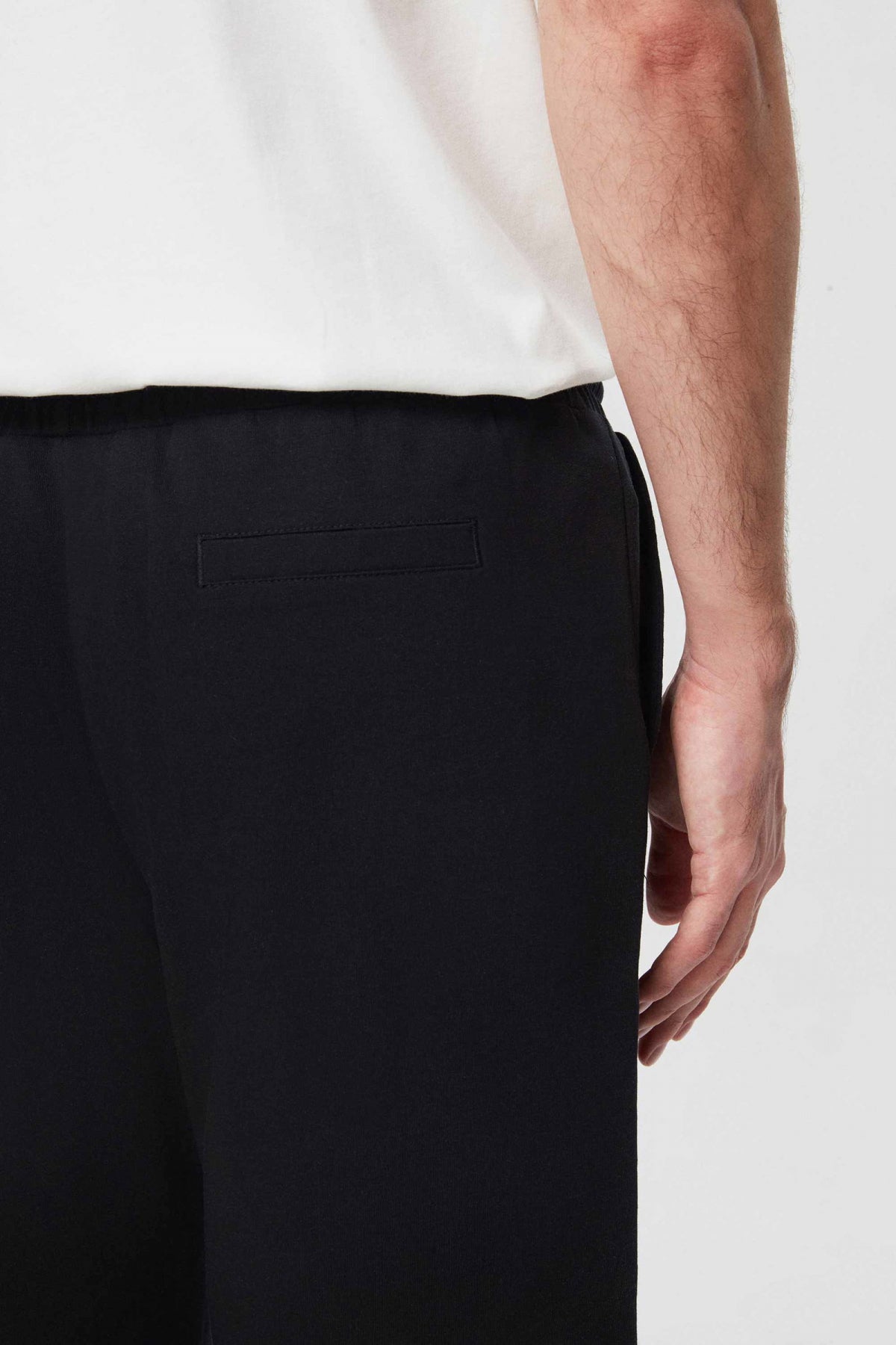 Ds Damat Slim Fit Elastic Waist Drawstring Relaxed Cotton Knit Shorts  - Black