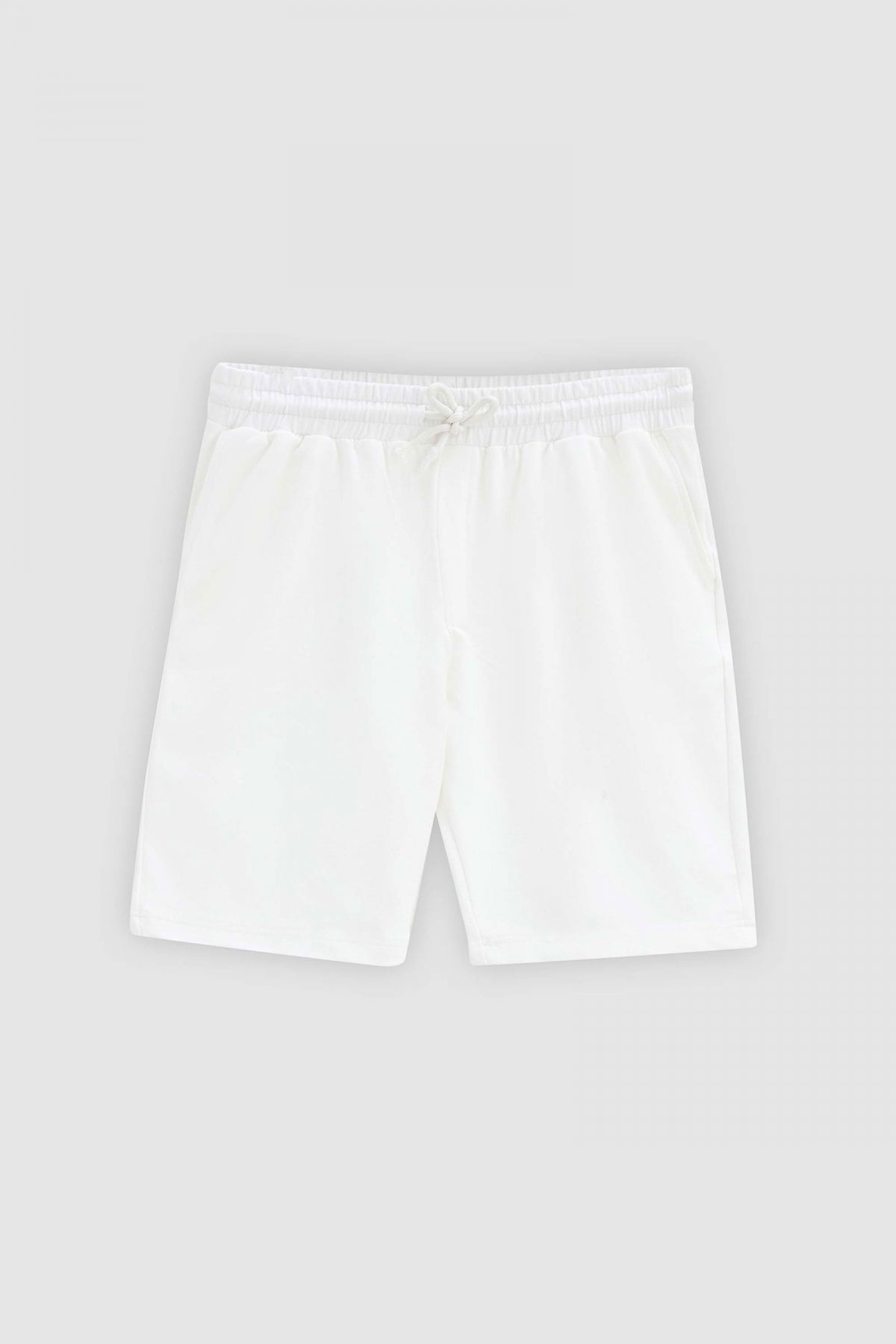 Ds Damat Slim Fit Elastic Waist Drawstring Relaxed Cotton Knit Shorts  - Ecru
