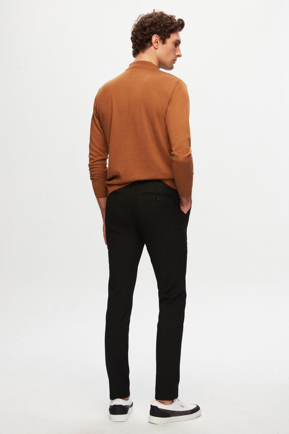 Ds Damat Slim Fit Elastic Waist Drawstring Zippered Stretchable Relaxed Jogger Pants  - Black