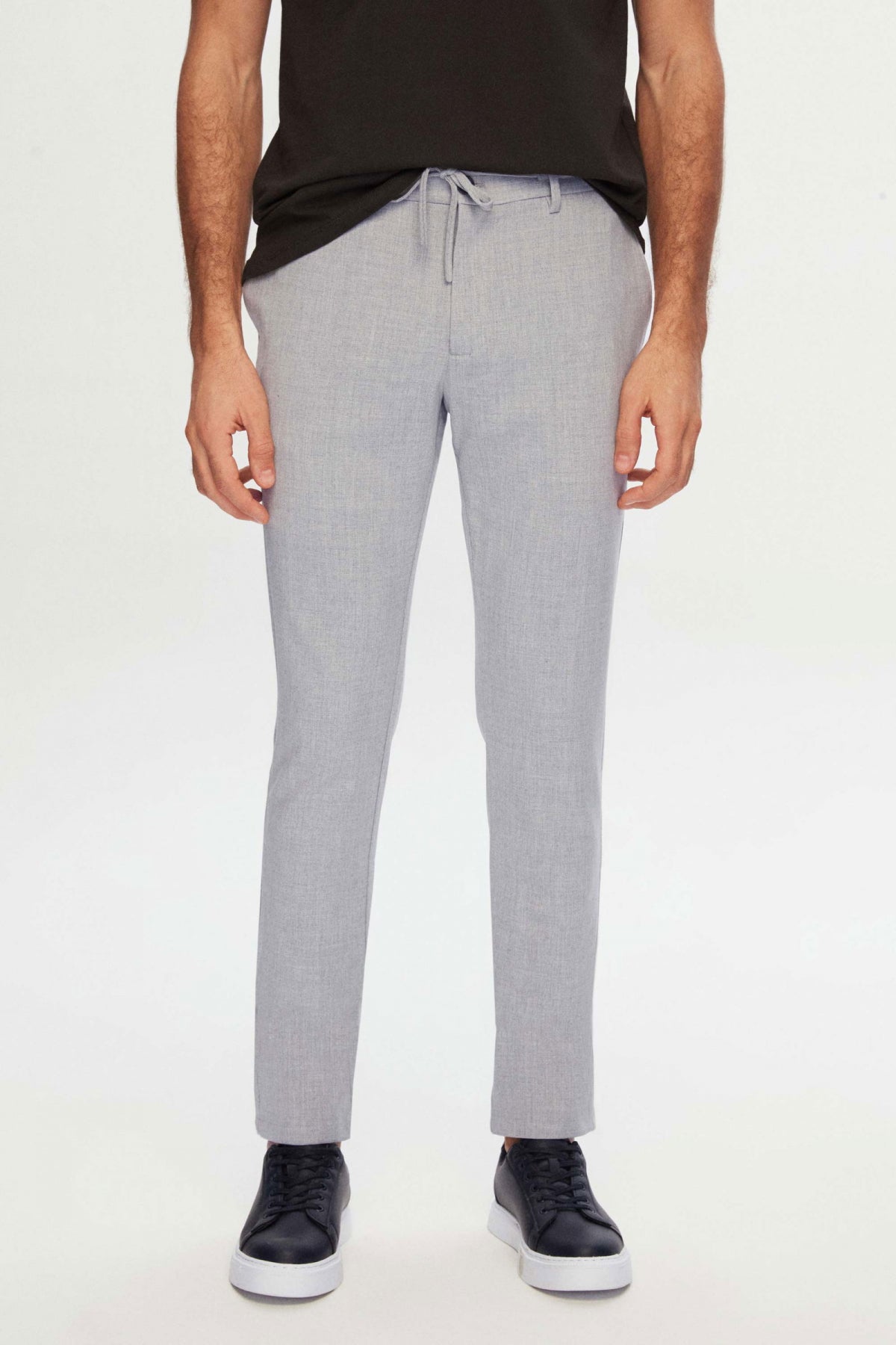 Ds Damat Slim Fit Elastic Waist Drawstring Zippered Stretchable Relaxed Jogger Pants  - Gray