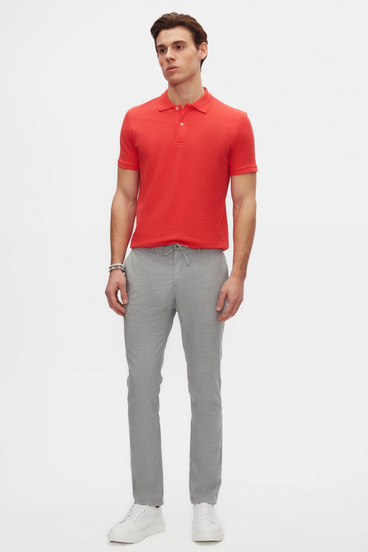 Ds Damat Slim Fit Elastic Waist Drawstring Zippered Stretchable Relaxed Jogger Pants  - Gray