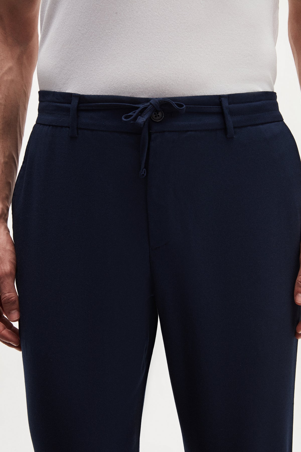 Ds Damat Slim Fit Elastic Waist Drawstring Zippered Stretchable Relaxed Jogger Pants  - Light Navy Blue
