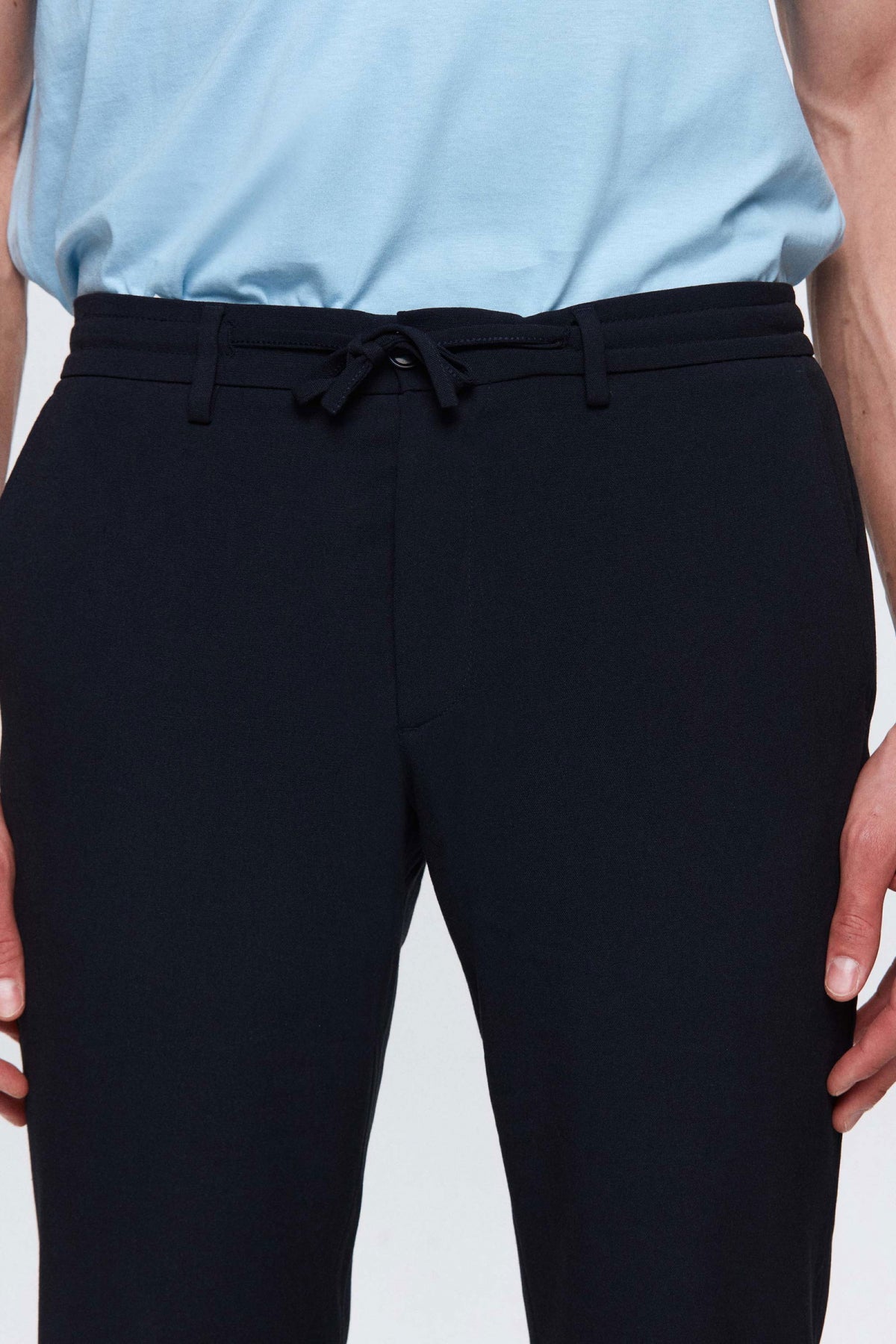 Ds Damat Slim Fit Elastic Waist Drawstring Zippered Stretchable Relaxed Jogger Pants  - Navy Blue