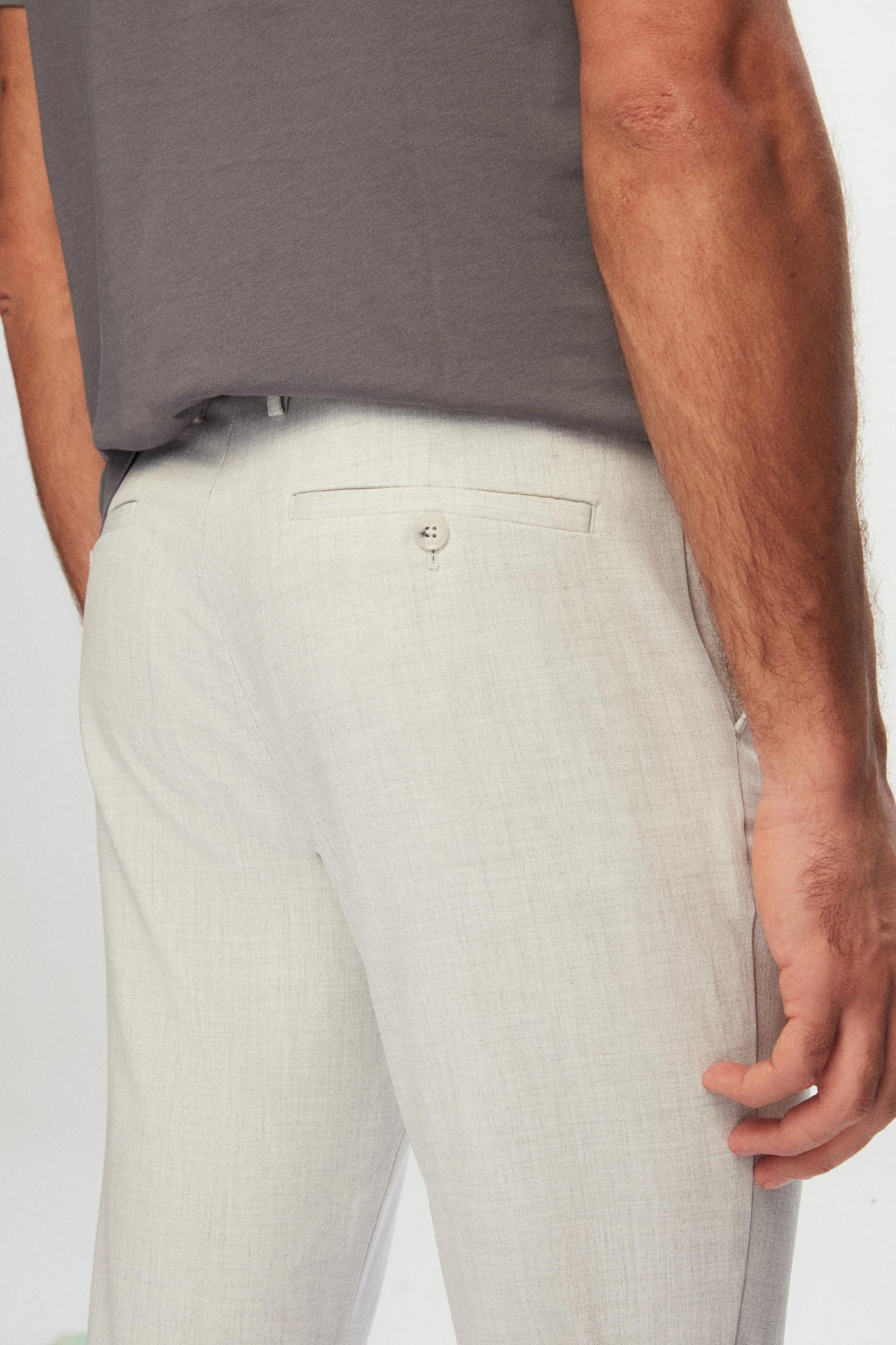 Ds Damat Slim Fit Elastic Waist Drawstring Zippered Stretchable Relaxed Jogger Pants  - Stone