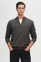 Ds Damat Slim Fit Half-Zip Knit Sweater  - Anthracite