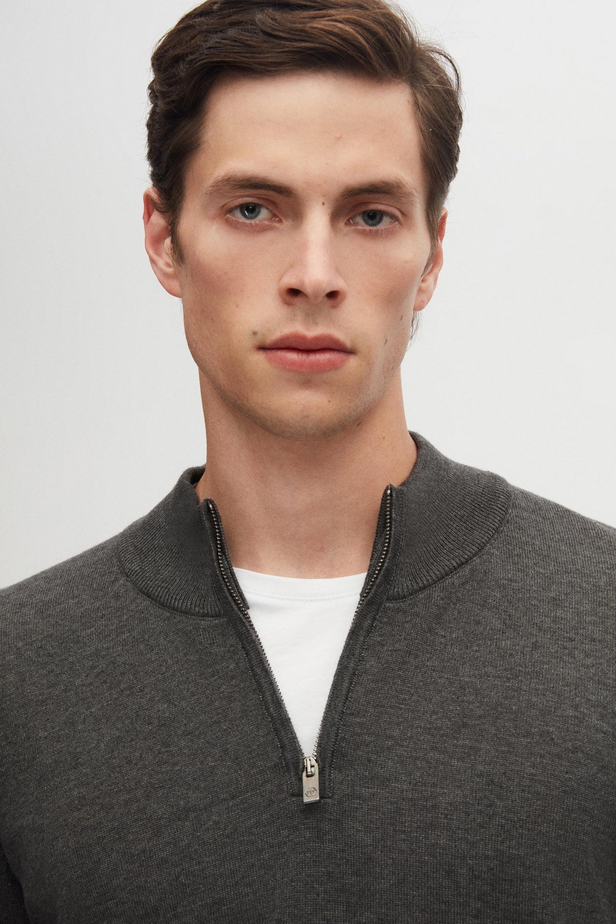 Ds Damat Slim Fit Half-Zip Knit Sweater  - Anthracite