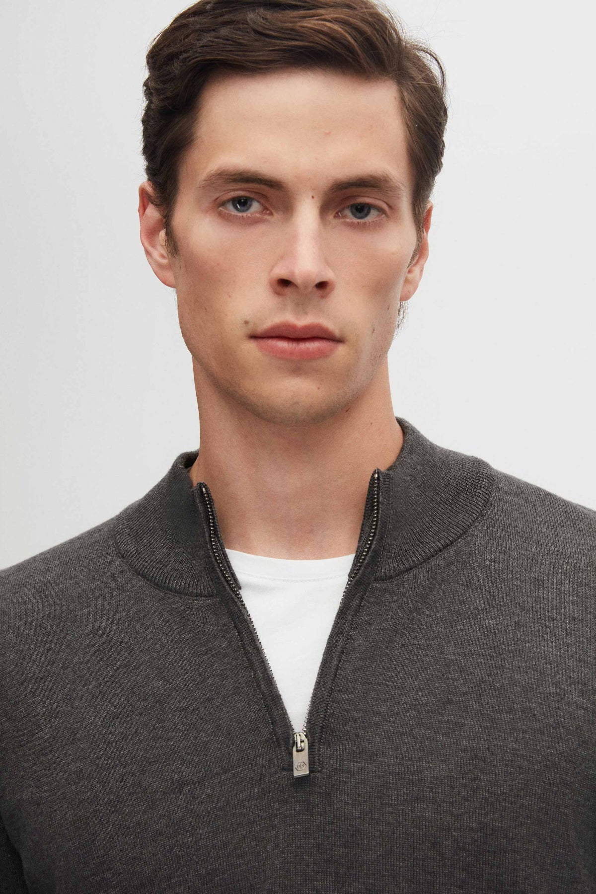 Ds Damat Slim Fit Half-Zip Knit Sweater  - Anthracite