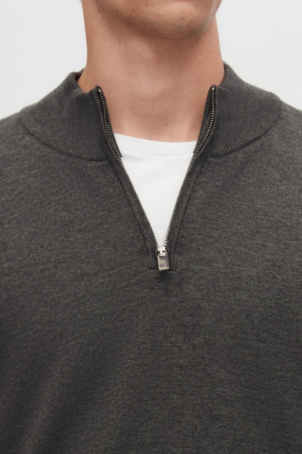 Ds Damat Slim Fit Half-Zip Knit Sweater  - Anthracite