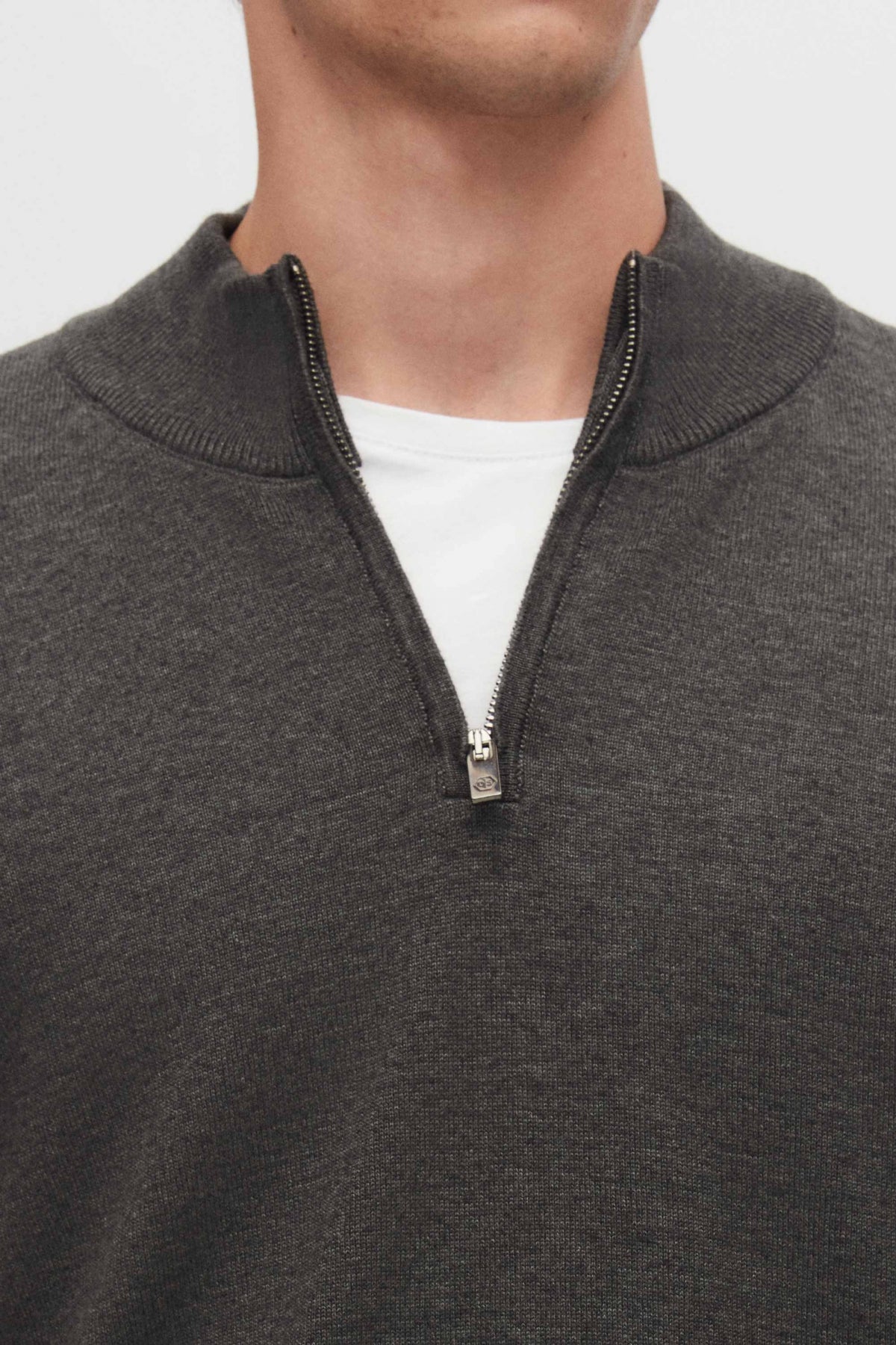 Ds Damat Slim Fit Half-Zip Knit Sweater  - Anthracite