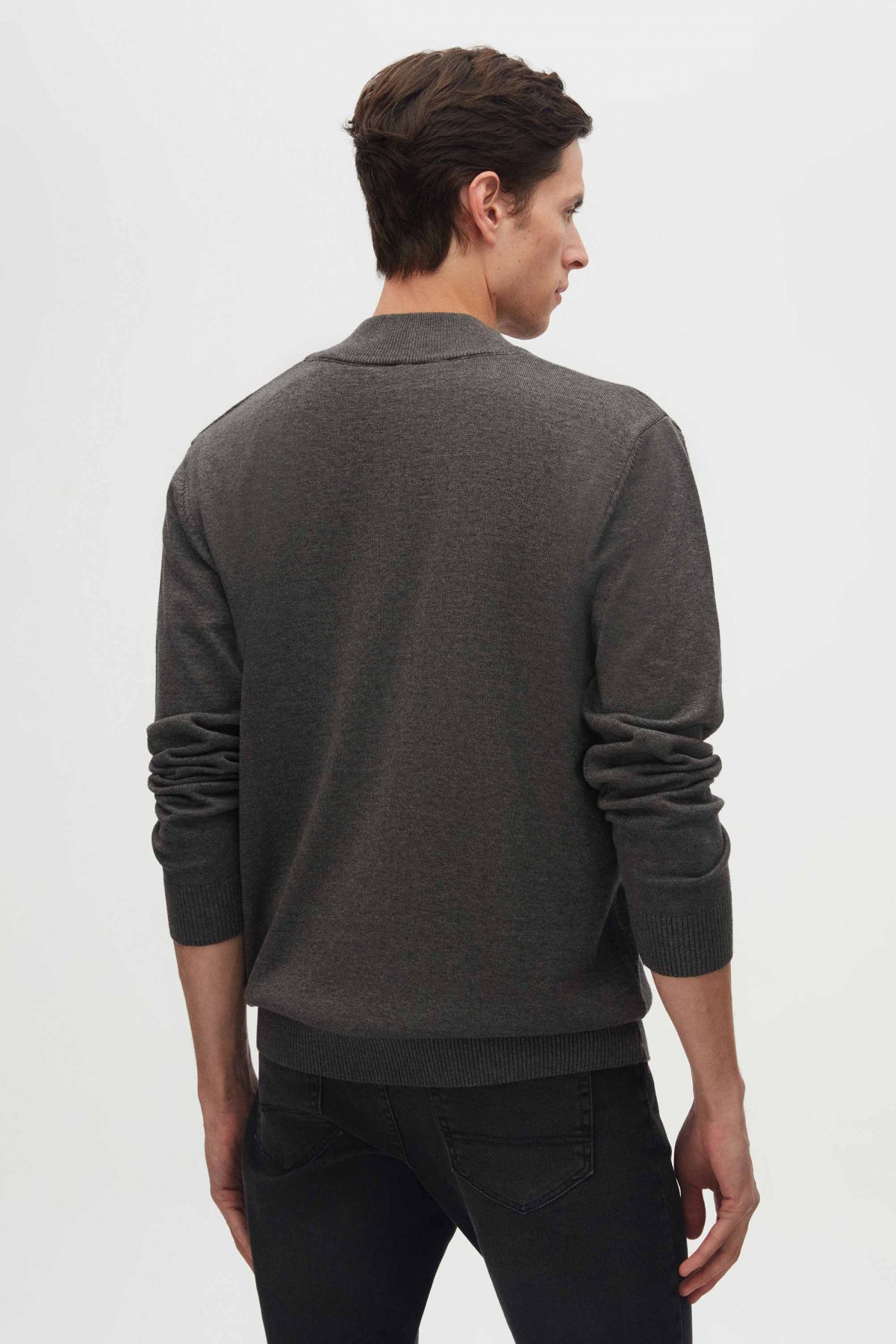 Ds Damat Slim Fit Half-Zip Knit Sweater  - Anthracite