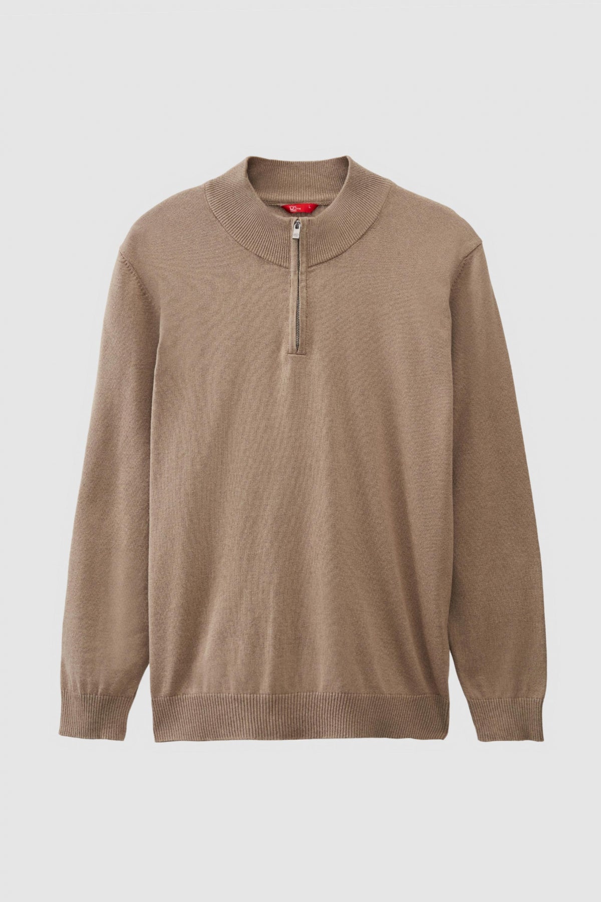 Ds Damat Slim Fit Half-Zip Knit Sweater  - Beige