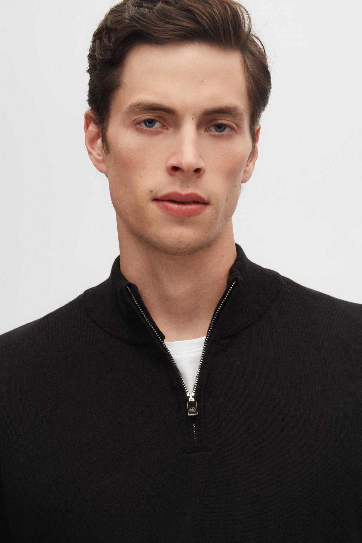 Ds Damat Slim Fit Half-Zip Knit Sweater  - Black