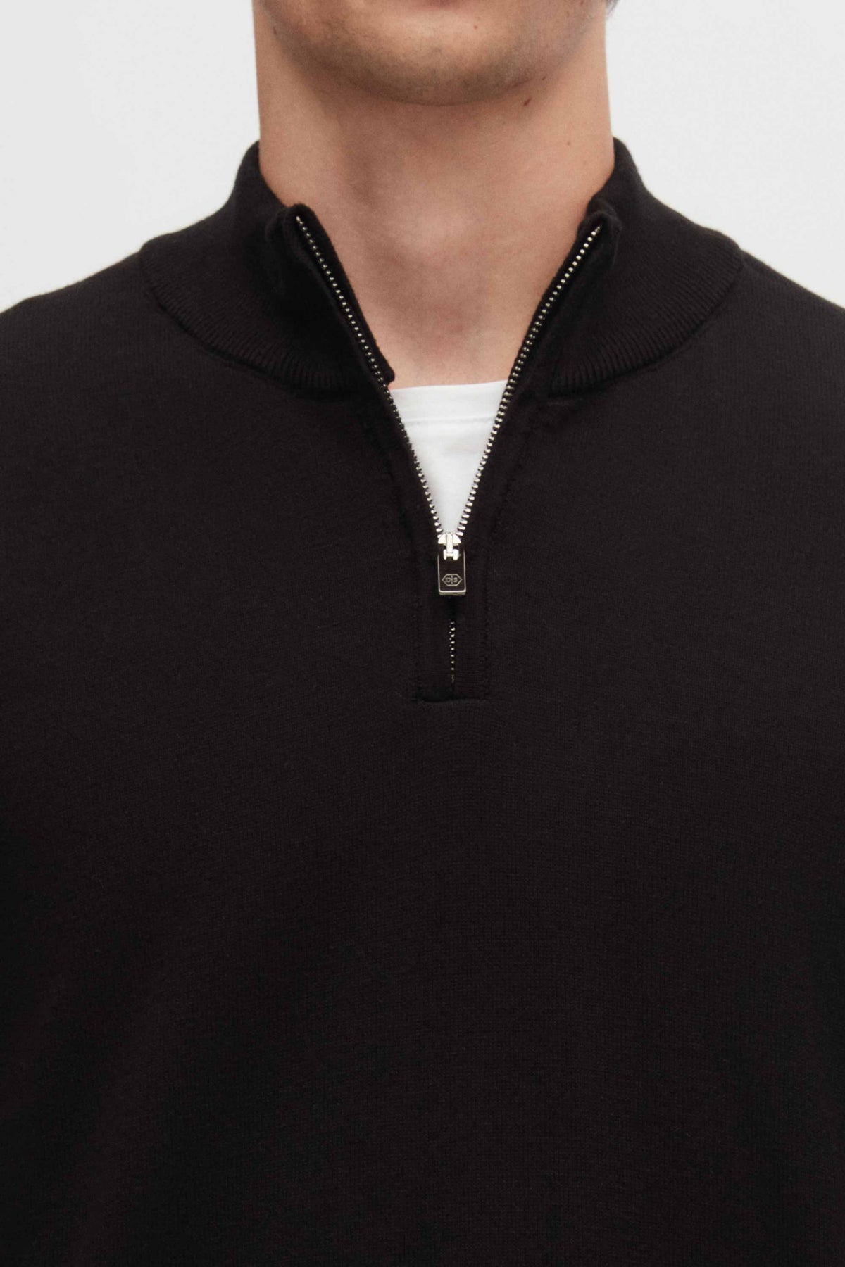 Ds Damat Slim Fit Half-Zip Knit Sweater  - Black