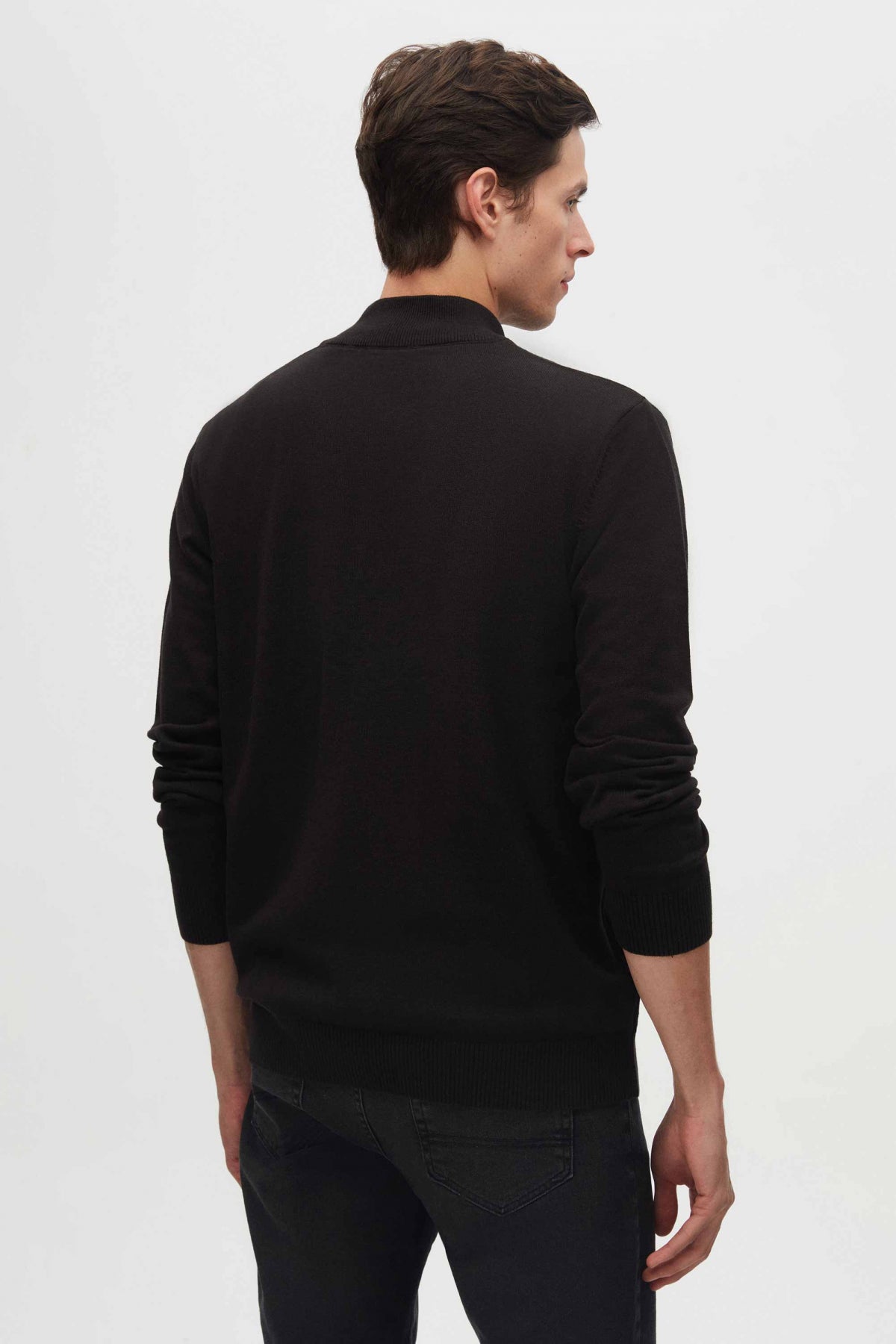 Ds Damat Slim Fit Half-Zip Knit Sweater  - Black