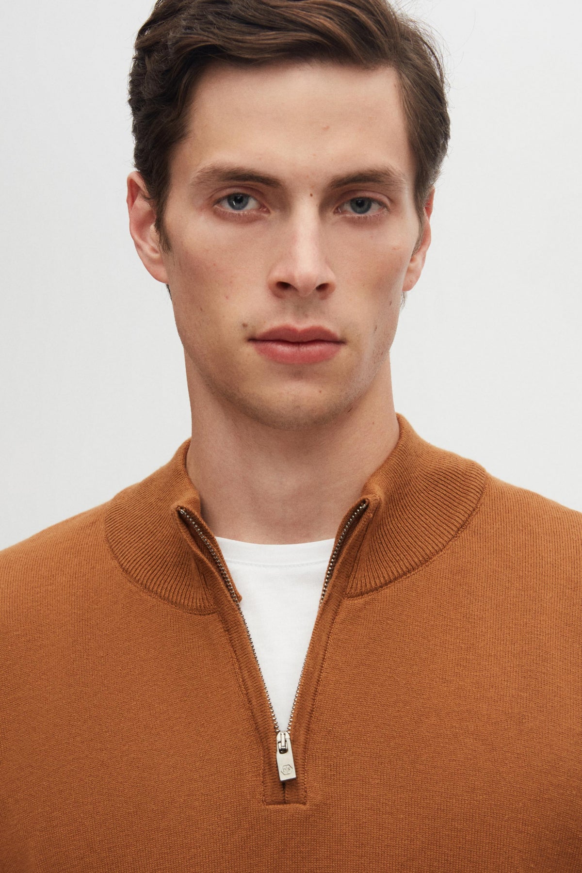 Ds Damat Slim Fit Half-Zip Knit Sweater  - Cinnamon