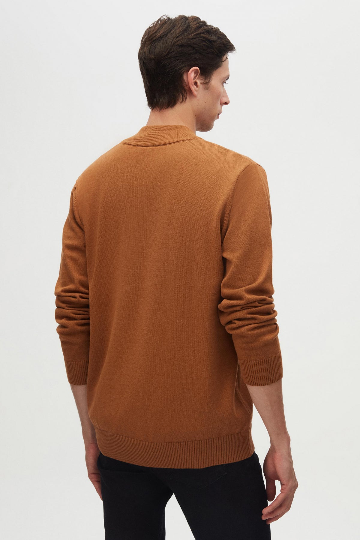 Ds Damat Slim Fit Half-Zip Knit Sweater  - Cinnamon