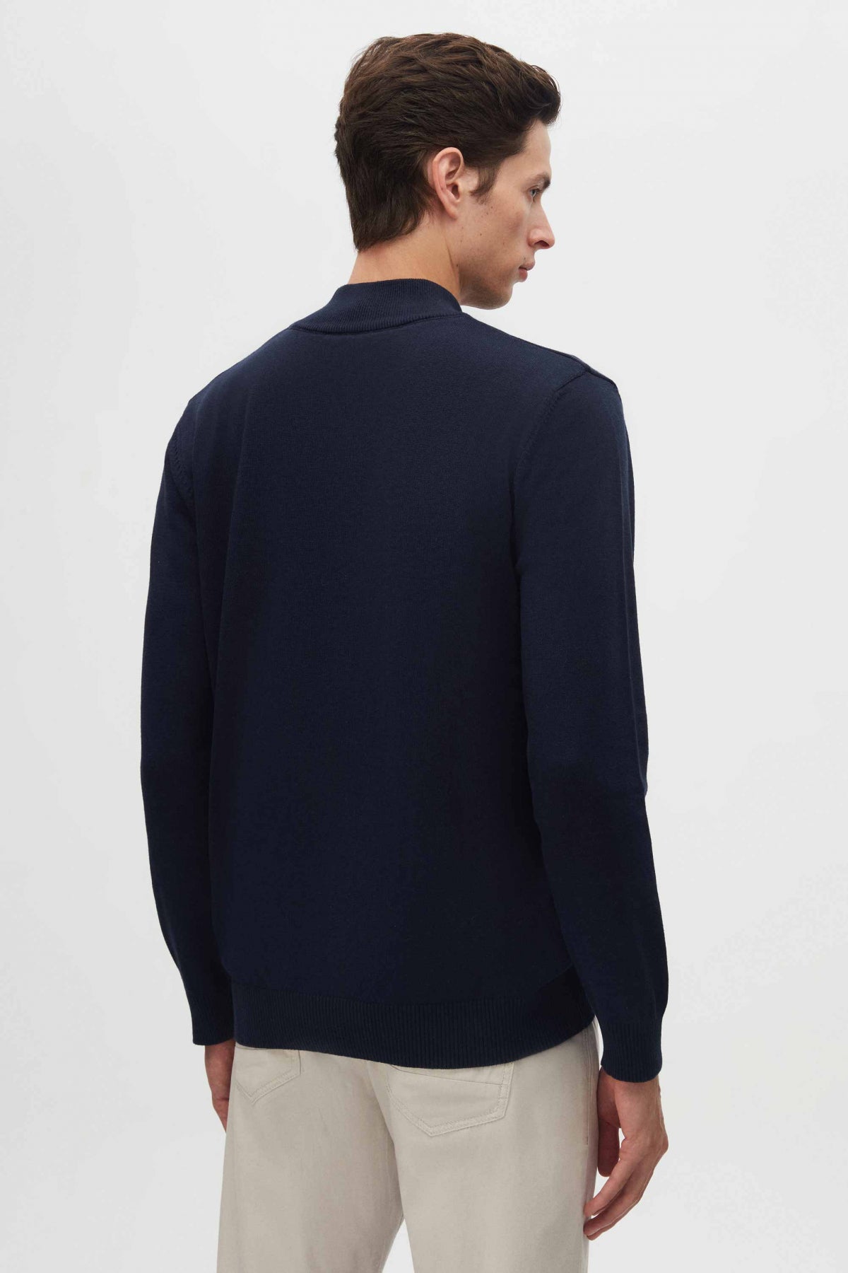 Ds Damat Slim Fit Half-Zip Knit Sweater  - Navy Blue