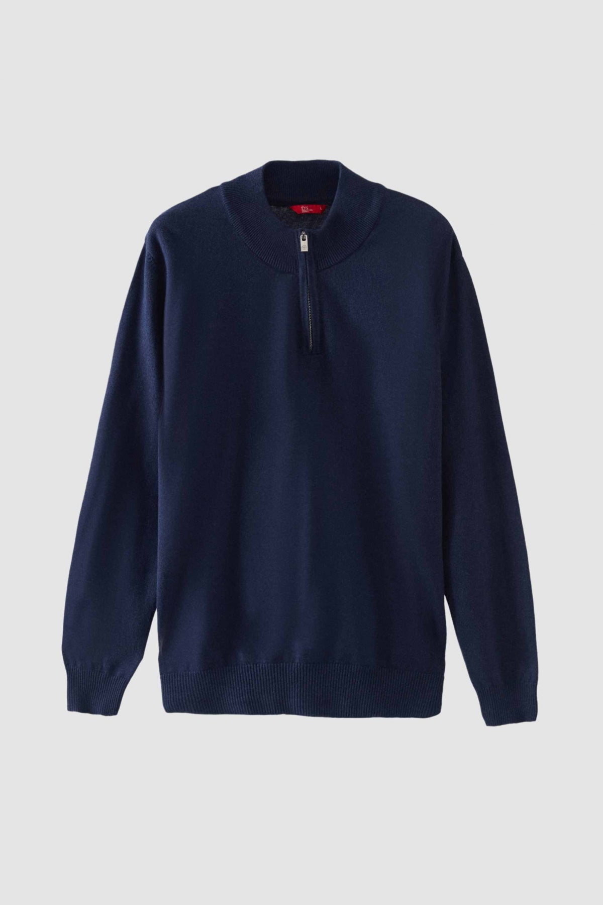 Ds Damat Slim Fit Half-Zip Knit Sweater  - Navy Blue