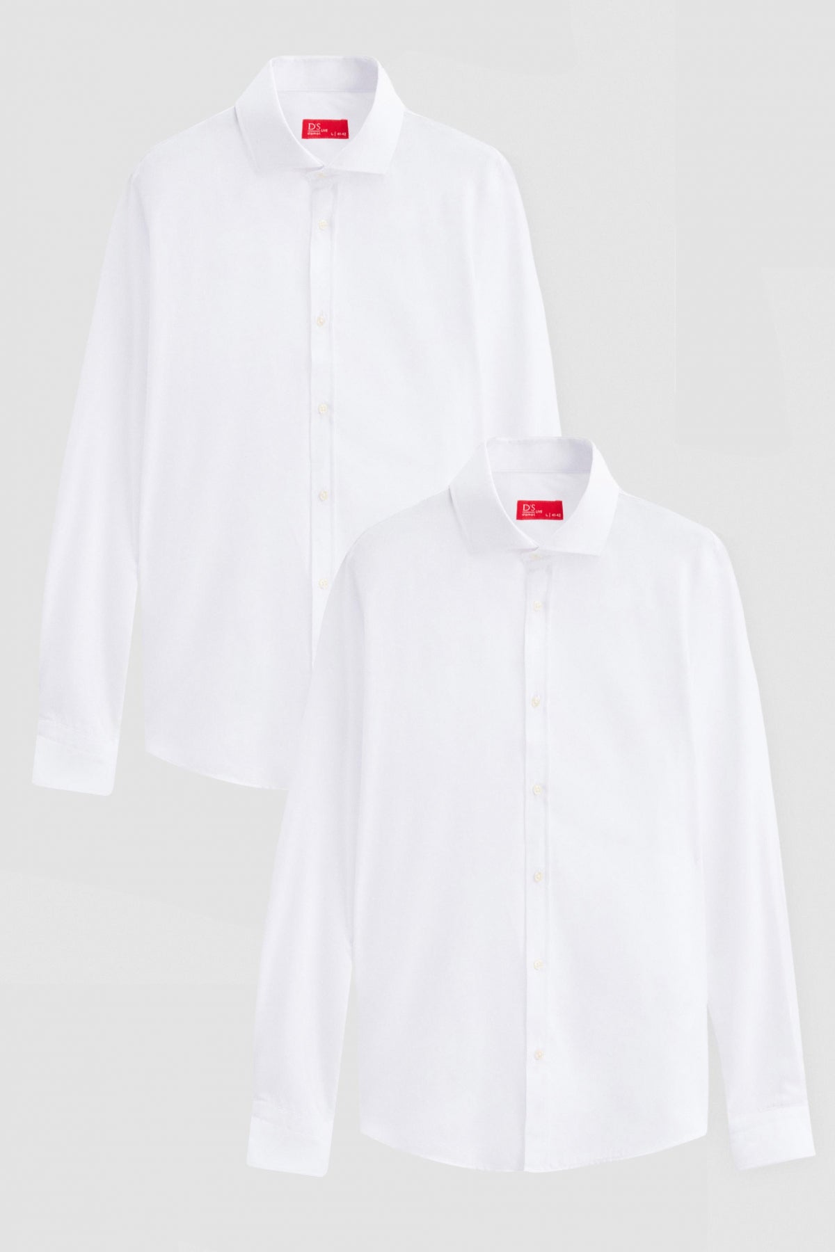 Ds Damat Slim Fit Italian Collar Slim Cut Classic Tie Long-Sleeve Easy-Iron Breathable 2-Pack Shirt  - White